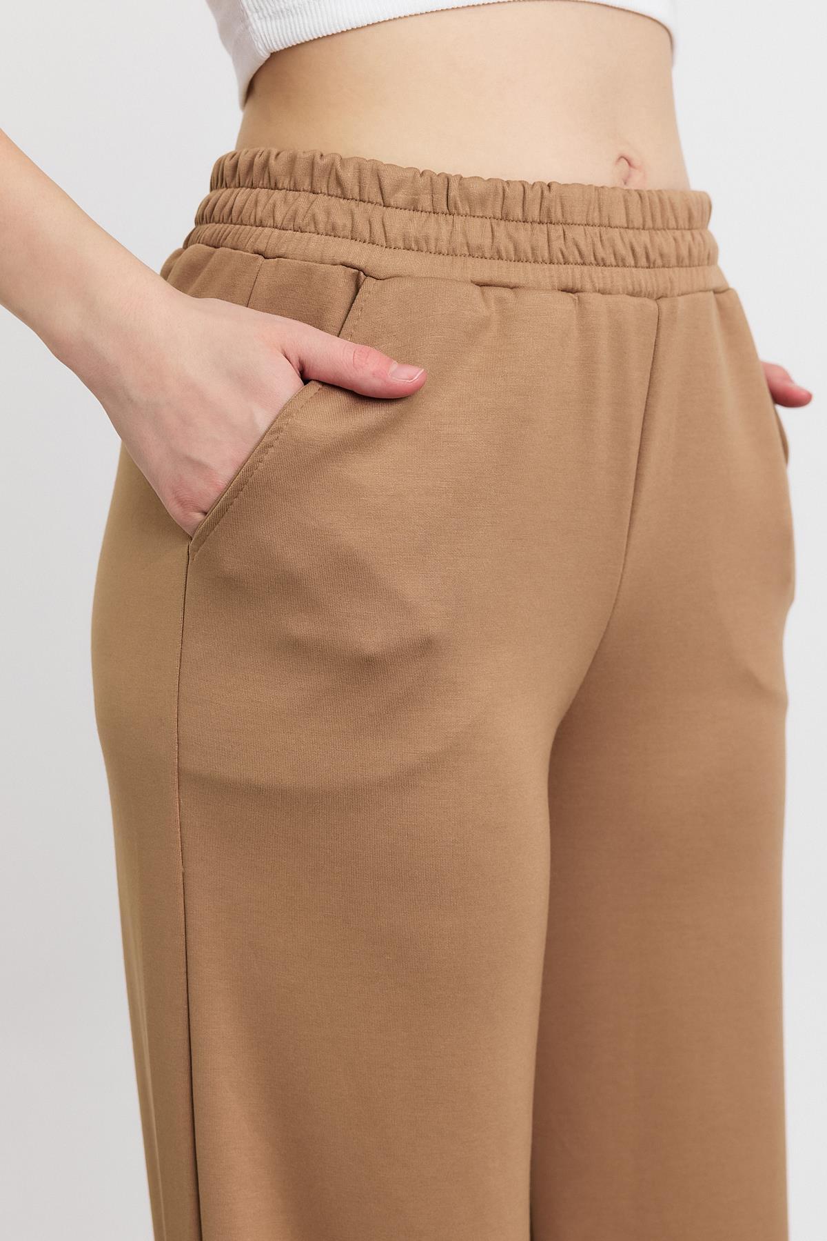 2001 Bel Lastik Geniş Paça Eşofman Camel - 4