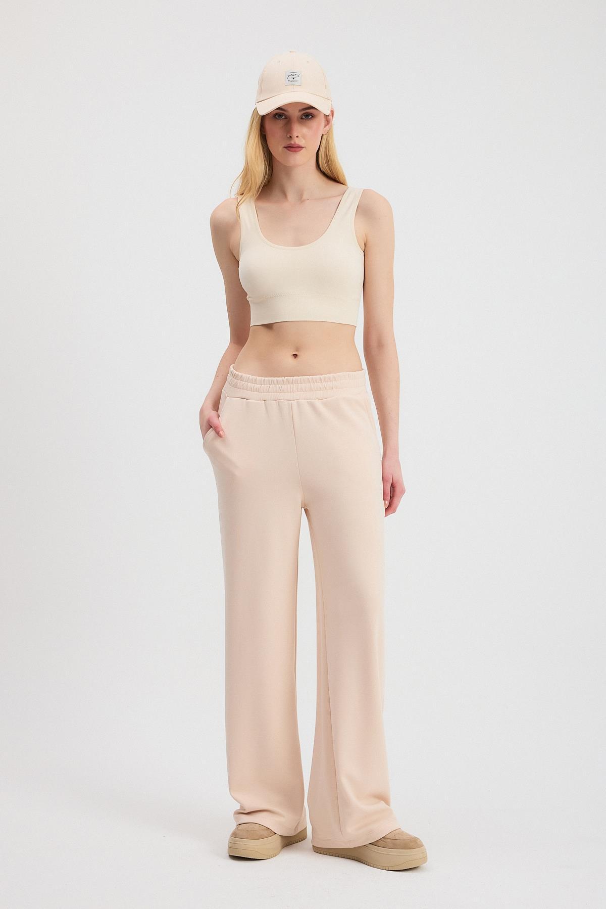 2001 Bel Lastik Geniş Paça Eşofman Taş 