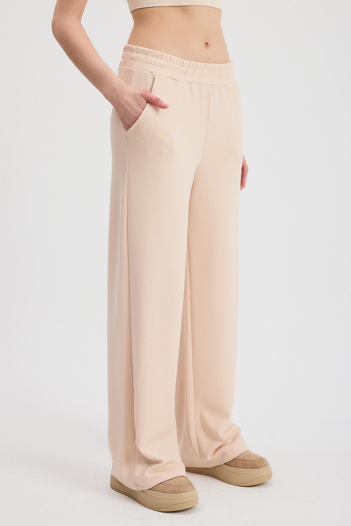 2001 Bel Lastik Geniş Paça Eşofman Taş - 8