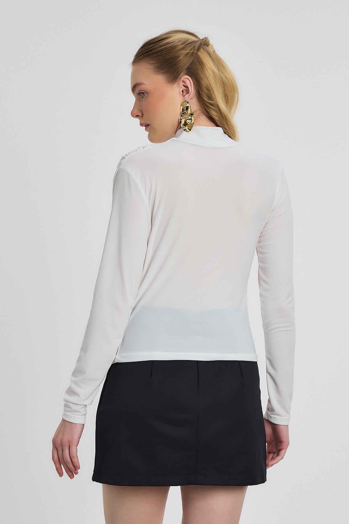 20059 Büzgü Detay Sandy Bluz Beyaz - 5