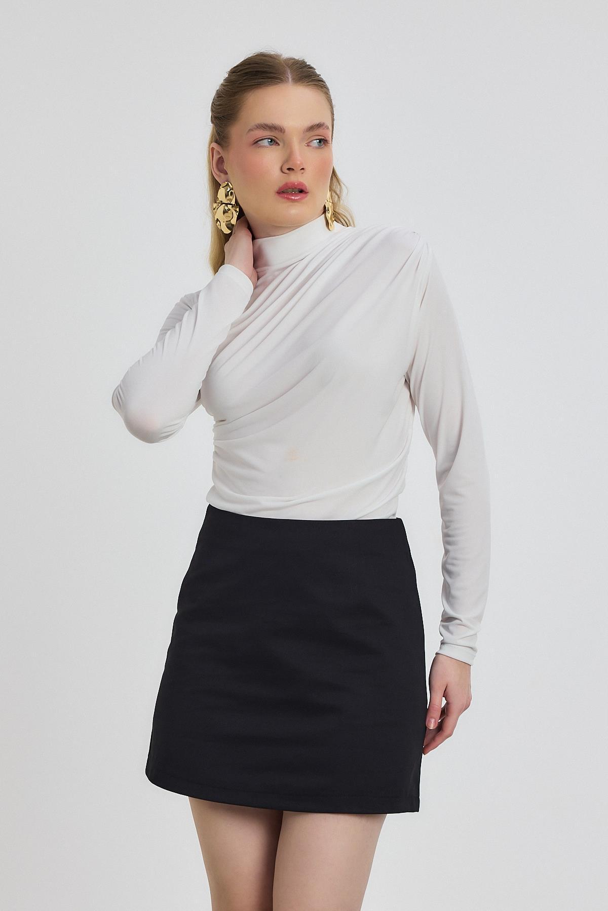 Beyaz Büzgü Detay Sandy Bluz 20059 