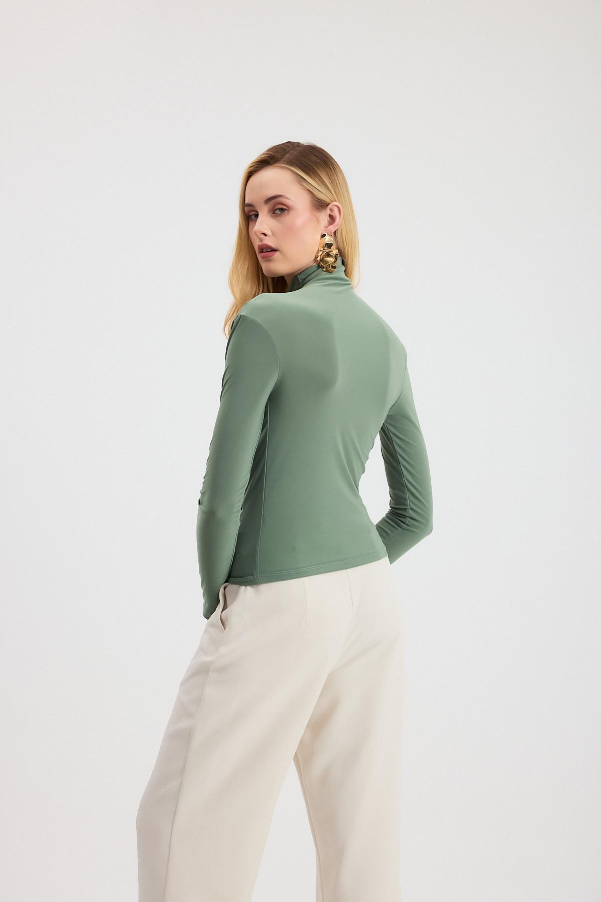 20059 Büzgü Detay Sandy Bluz Çağla Yeşili - 5