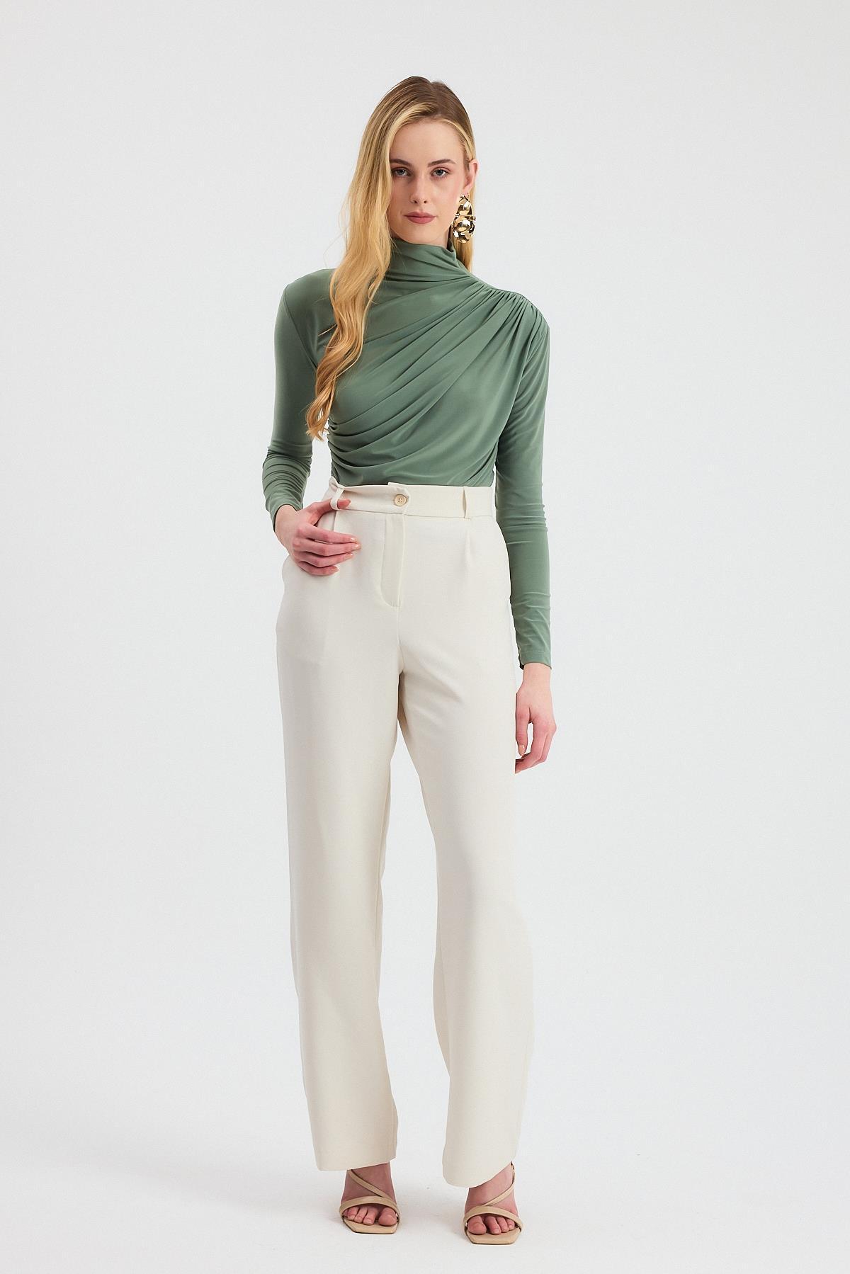 20059 Büzgü Detay Sandy Bluz Çağla Yeşili - 3