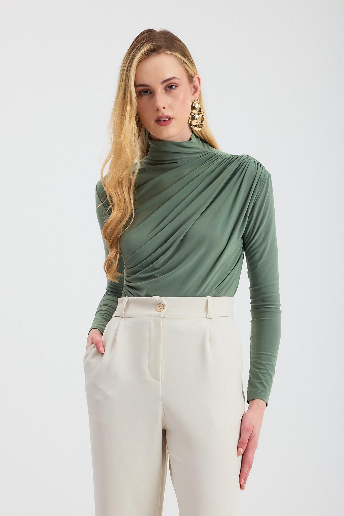Çağla Yeşili Büzgü Detay Sandy Bluz 20059 - 7