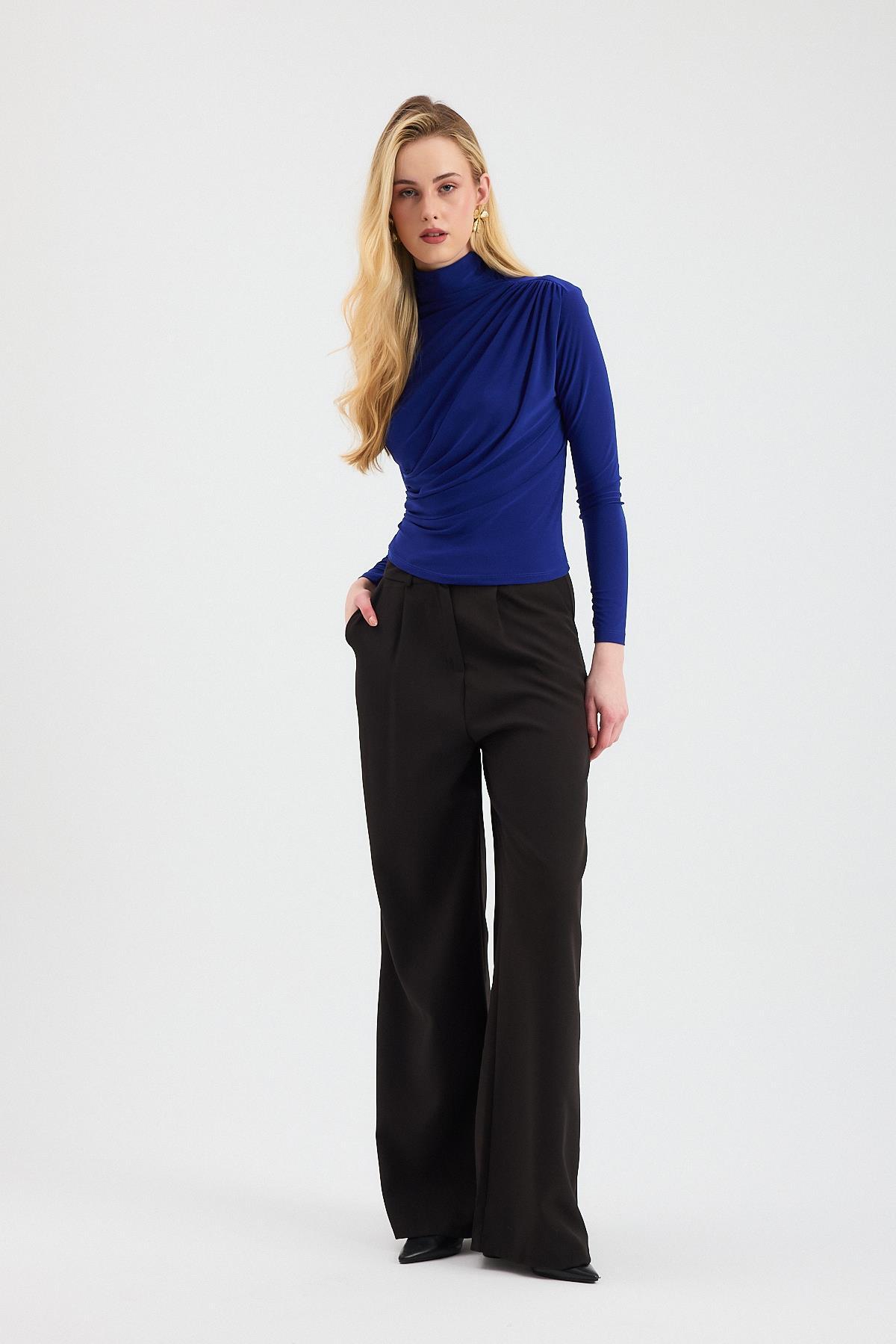 Büzgü Detay Sandy Bluz 20059 Saks - 3