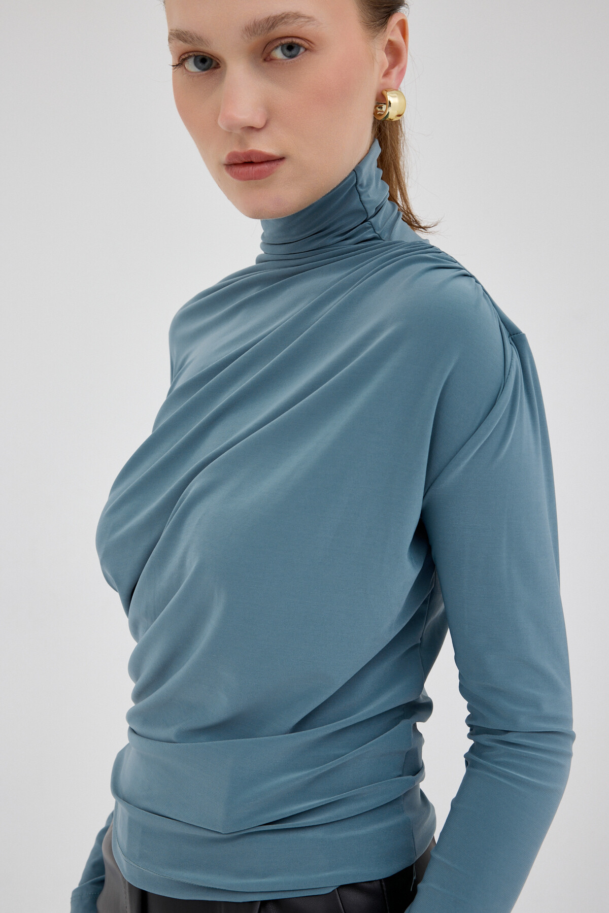 Su Yeşili Büzgü Detay Sandy Bluz 20059 - RAYS