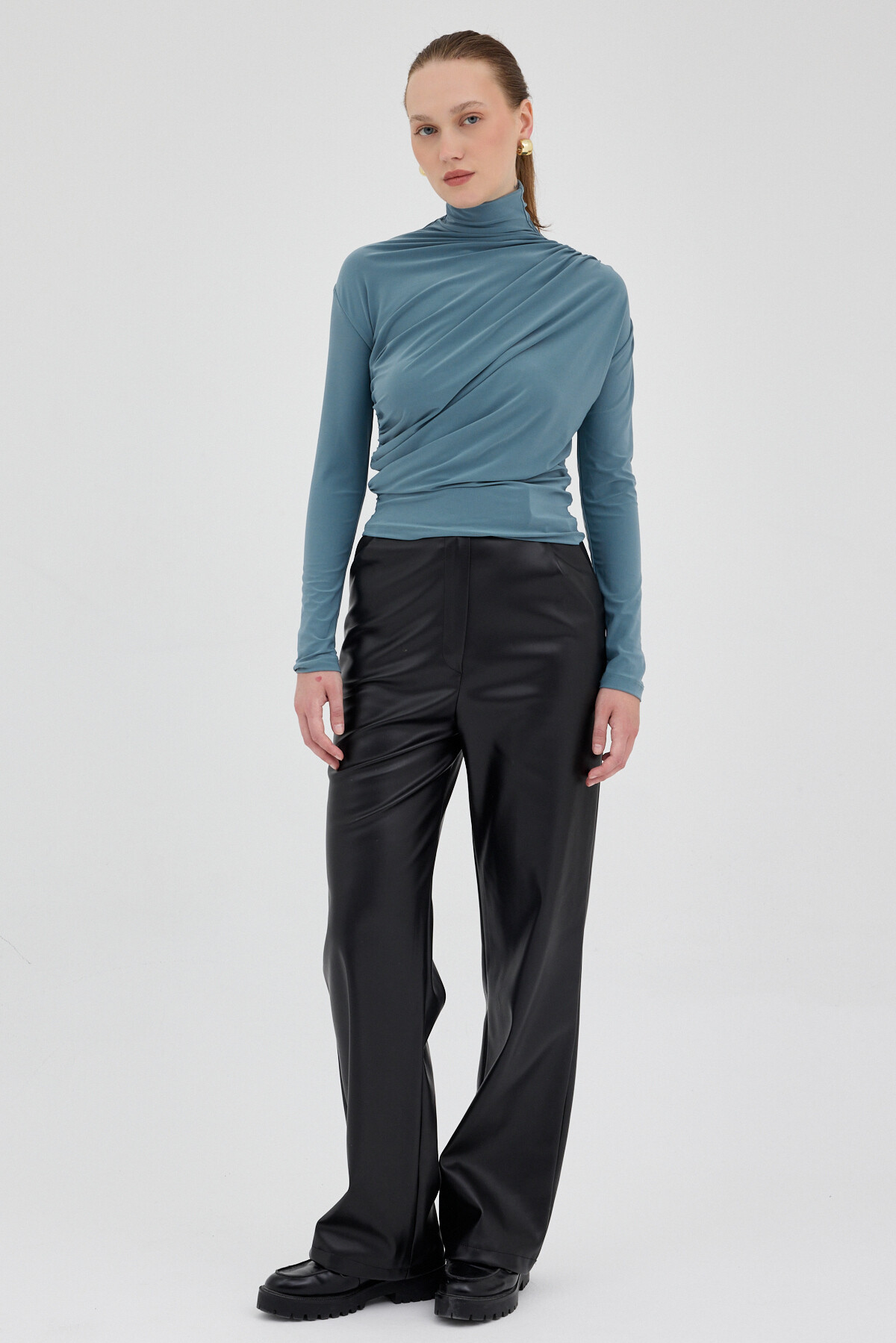 Su Yeşili Büzgü Detay Sandy Bluz 20059 - 3