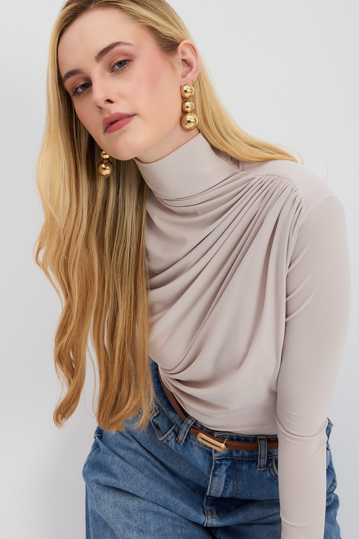 20059 Büzgü Detay Sandy Bluz Taş - RAYS