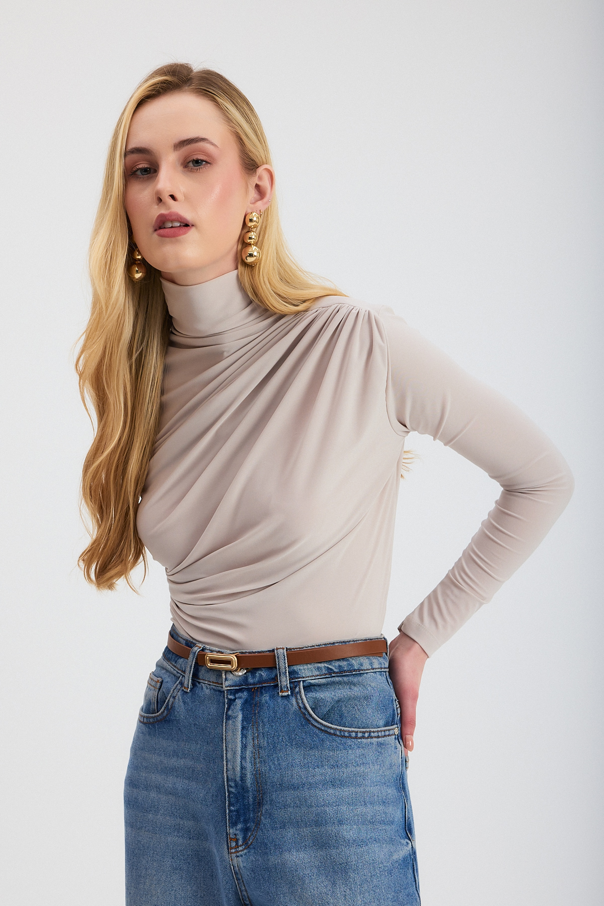 20059 Büzgü Detay Sandy Bluz Taş - 3