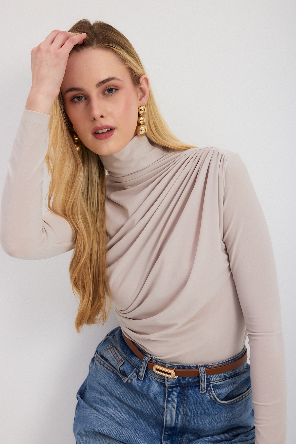 20059 Büzgü Detay Sandy Bluz Taş - 6