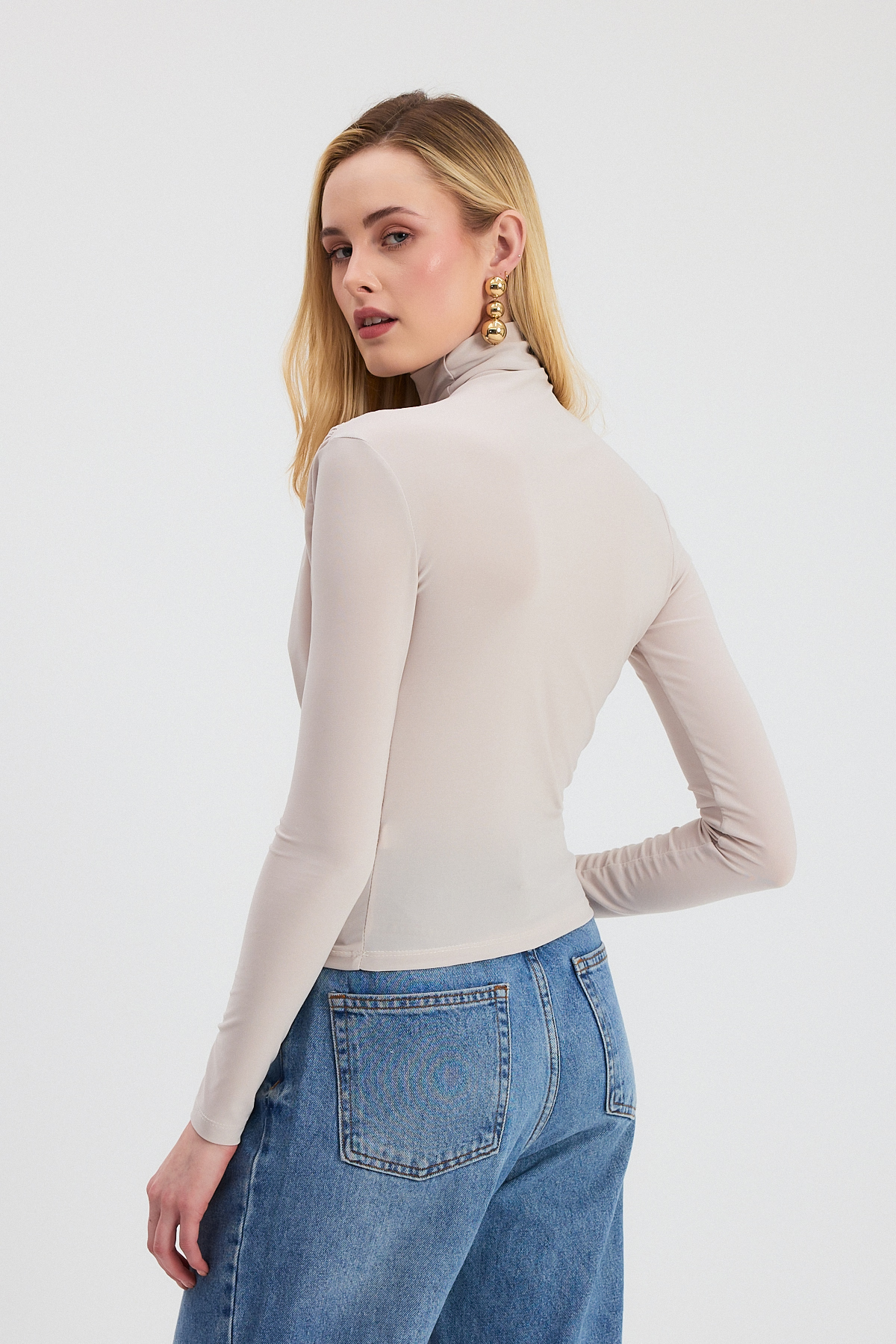 Taş Büzgü Detay Sandy Bluz 20059 - 5