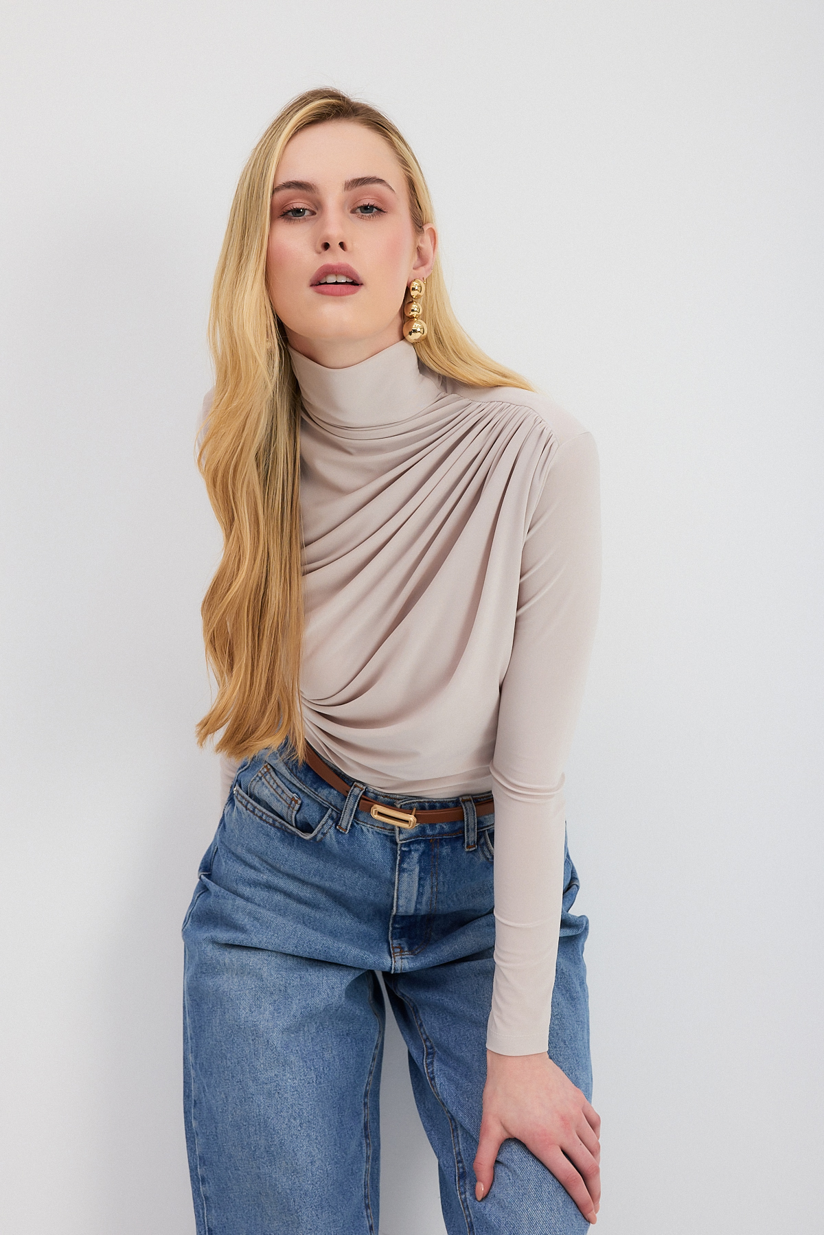 Büzgü Detay Sandy Bluz 20059 Taş - 7