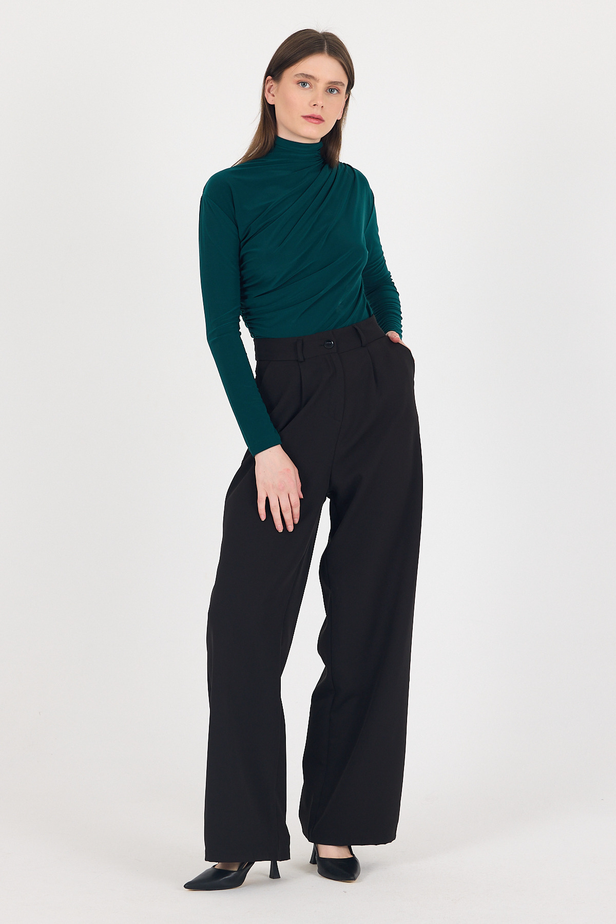 Zümrüt Büzgü Detay Sandy Bluz 20059 - 3