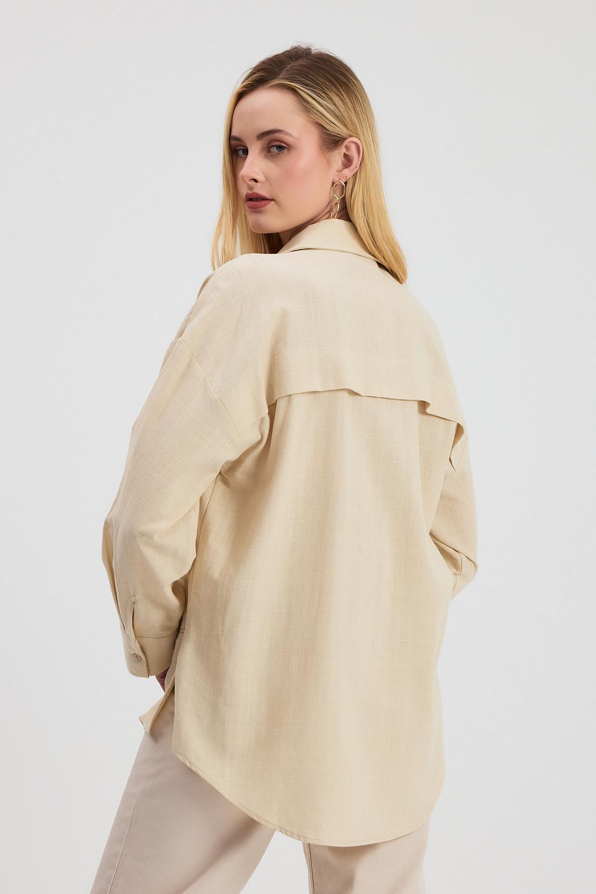 2006 Çiçek Nakışlı Gömlek Taş - 5