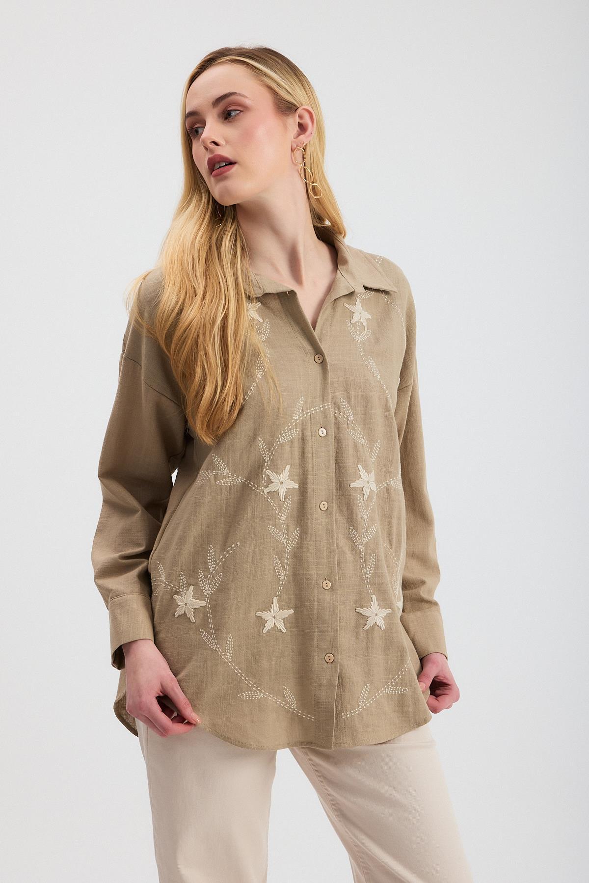 Vizon Çiçek Nakışlı Gömlek 2006 - 2