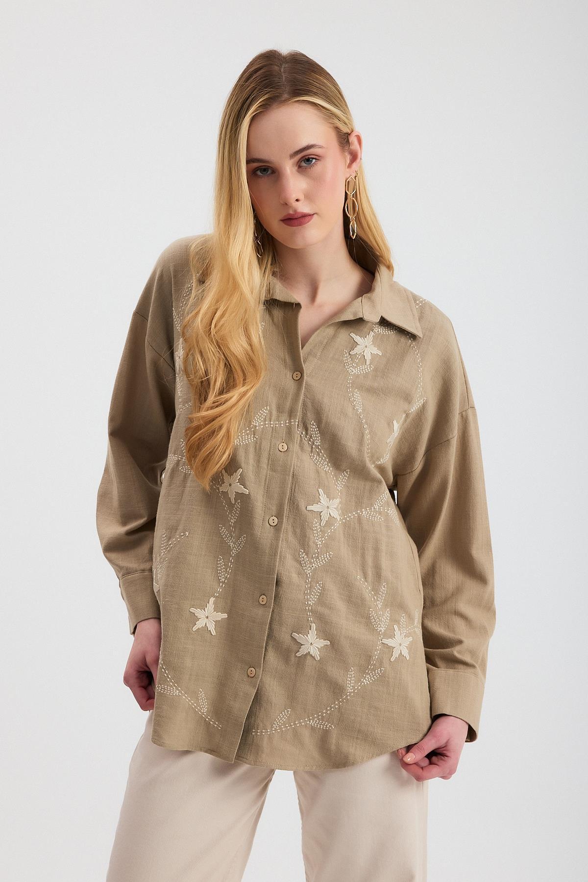 Vizon Çiçek Nakışlı Gömlek 2006 - 3