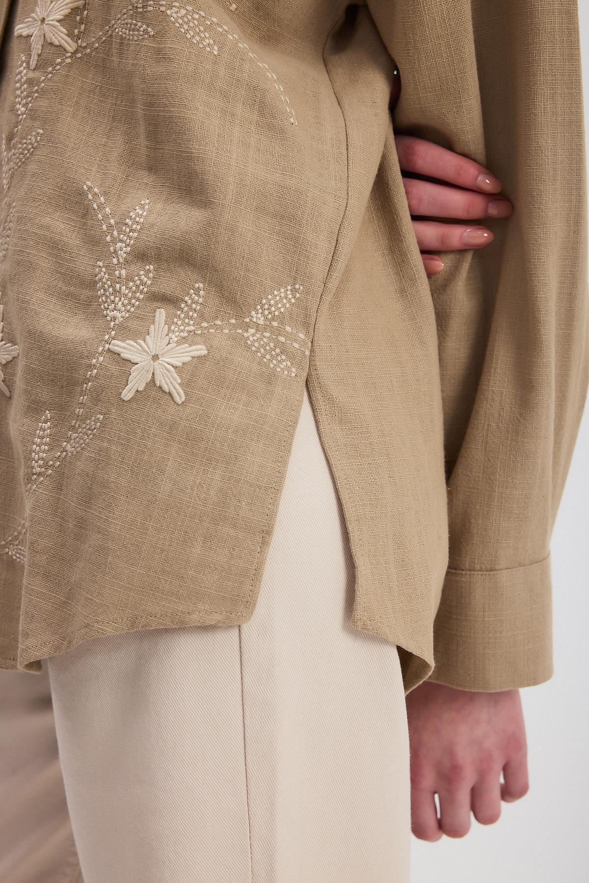 Vizon Çiçek Nakışlı Gömlek 2006 - 6