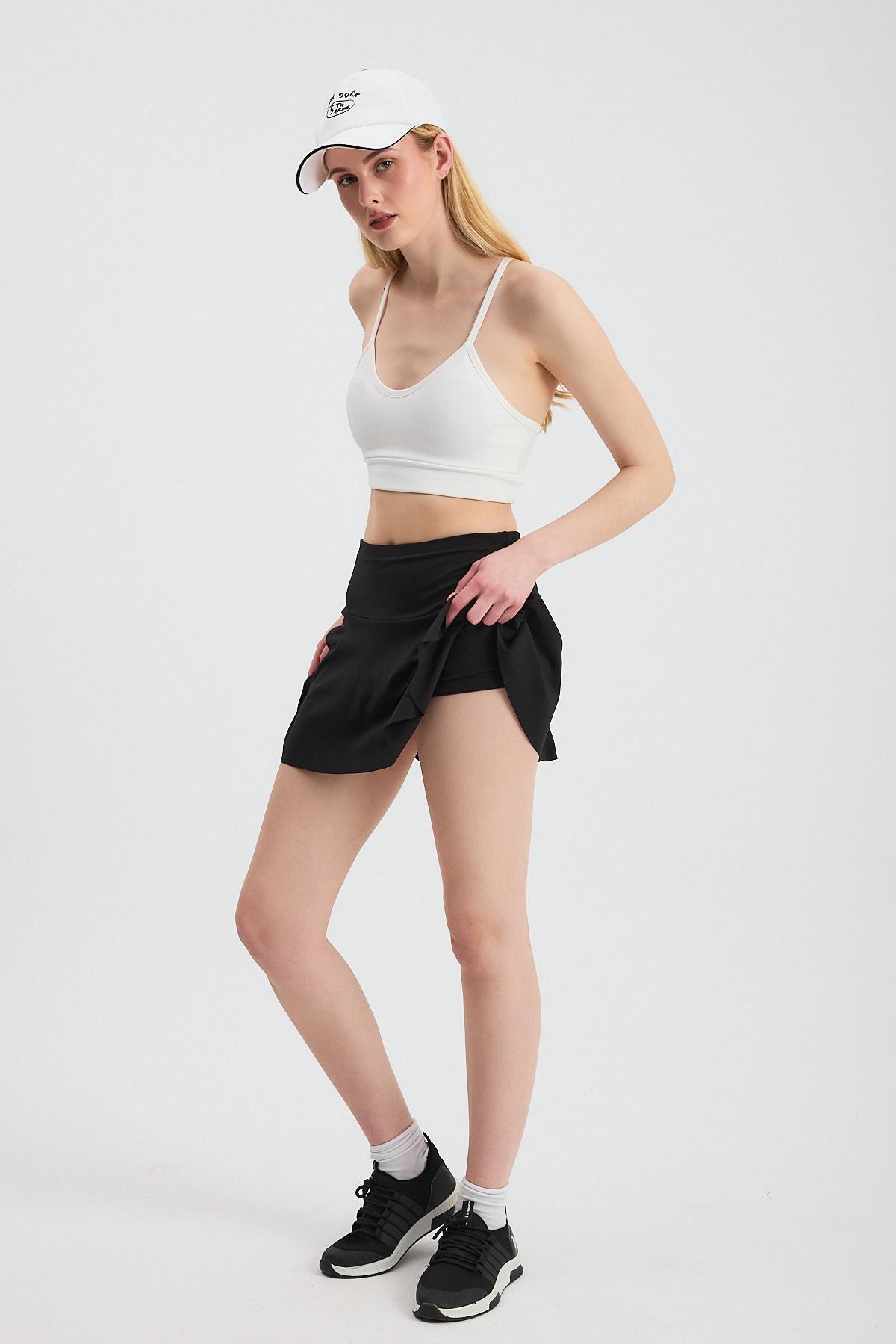 2008 Ön Pileli Şort Etek Siyah - RAYS (1)