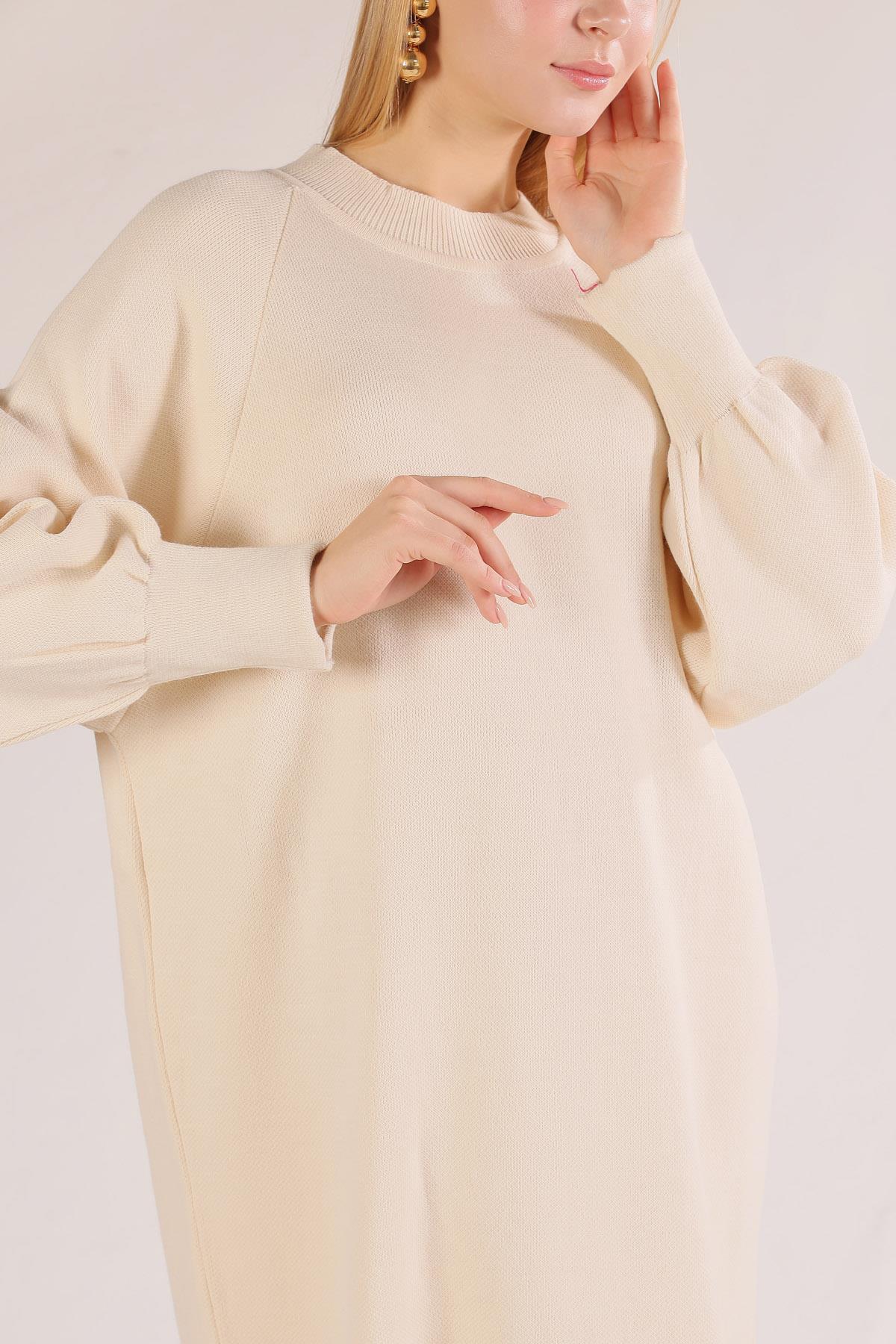 Bej Balon Kol Triko Elbise 20111 - 8