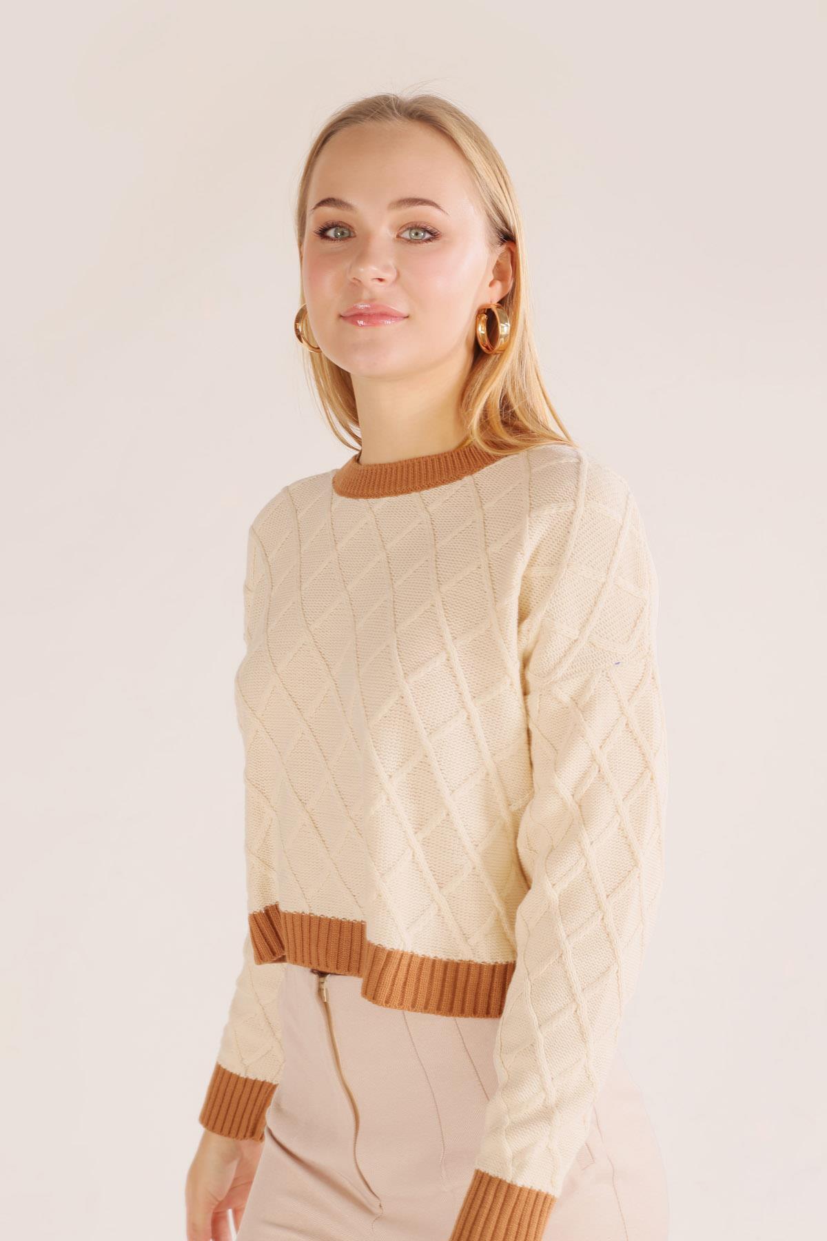 20126 Kol Yaka Bel Biyeli Kazak Bej - 2