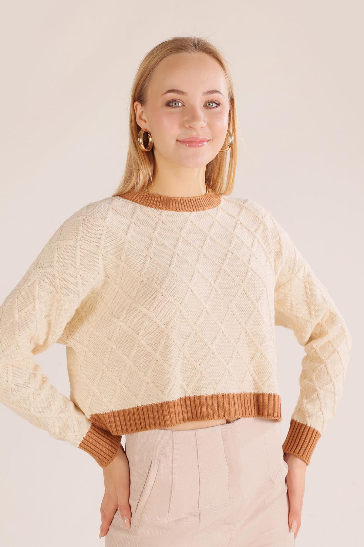 20126 Kol Yaka Bel Biyeli Kazak Bej - 3