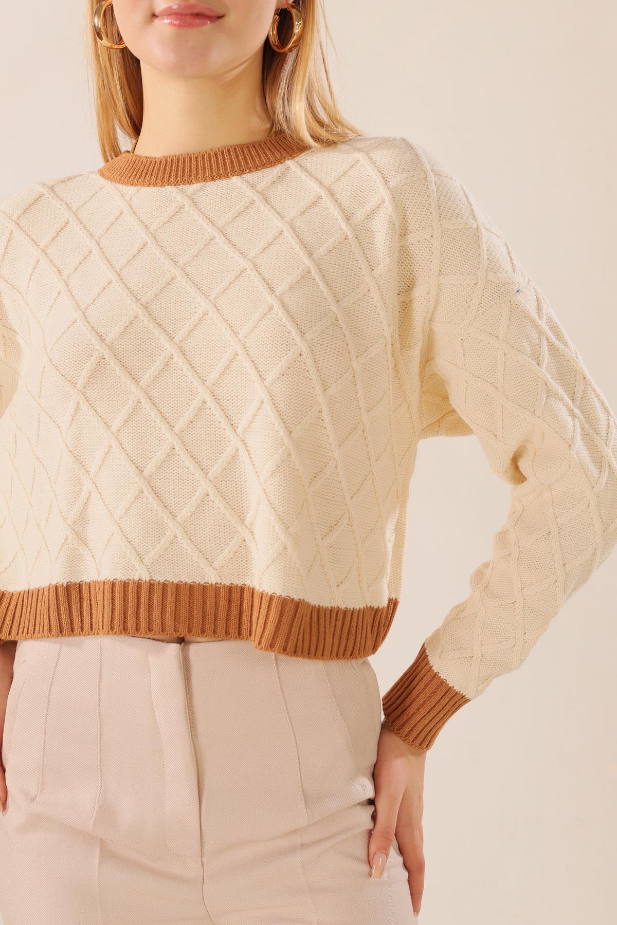 20126 Kol Yaka Bel Biyeli Kazak Bej - 4