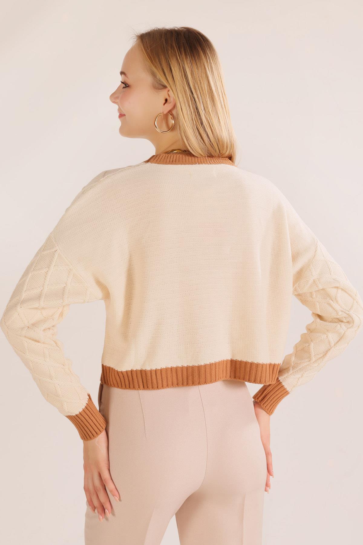 20126 Kol Yaka Bel Biyeli Kazak Bej - 7