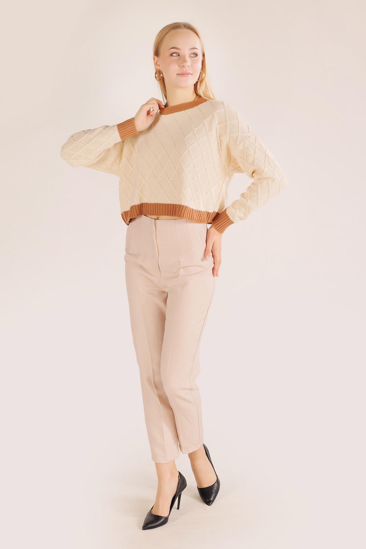 Bej Kol Yaka Bel Biyeli Kazak 20126 - 8