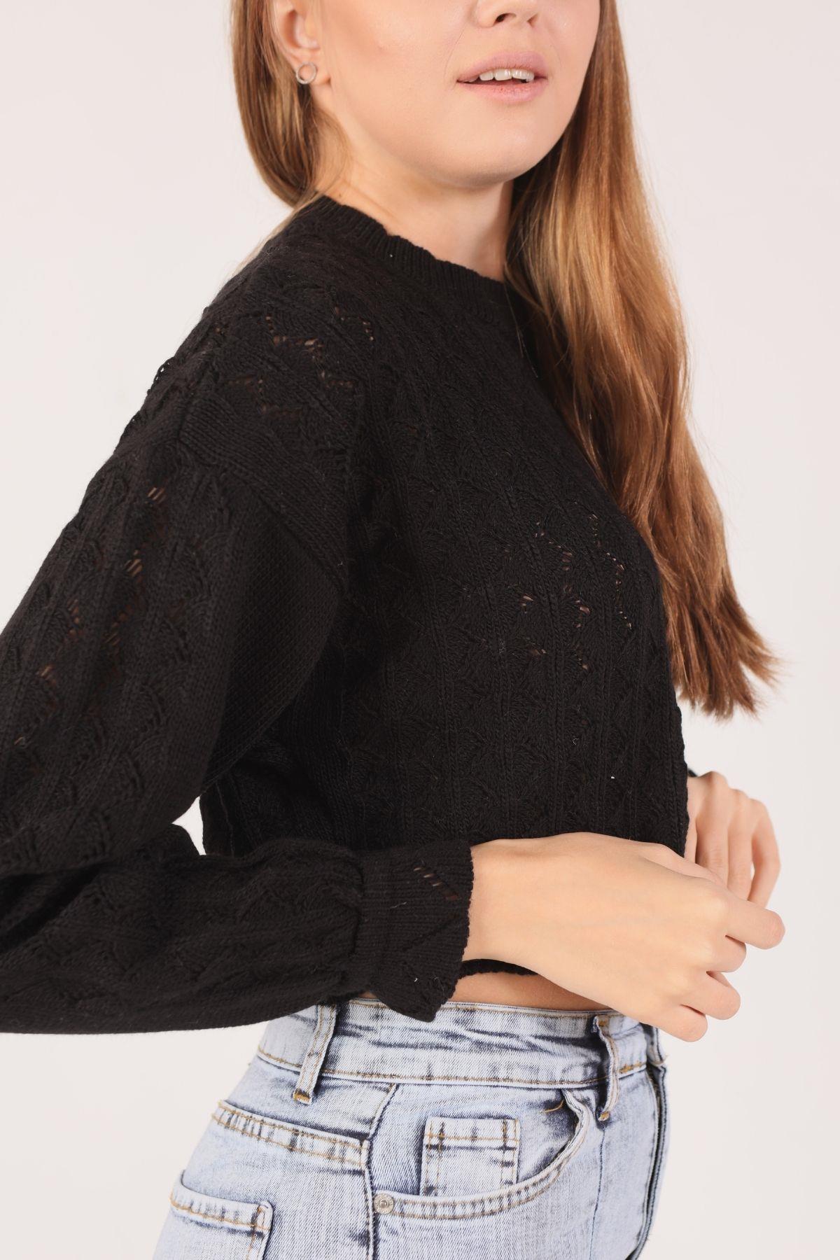 20131 İşlemeli Kazak Siyah - 4