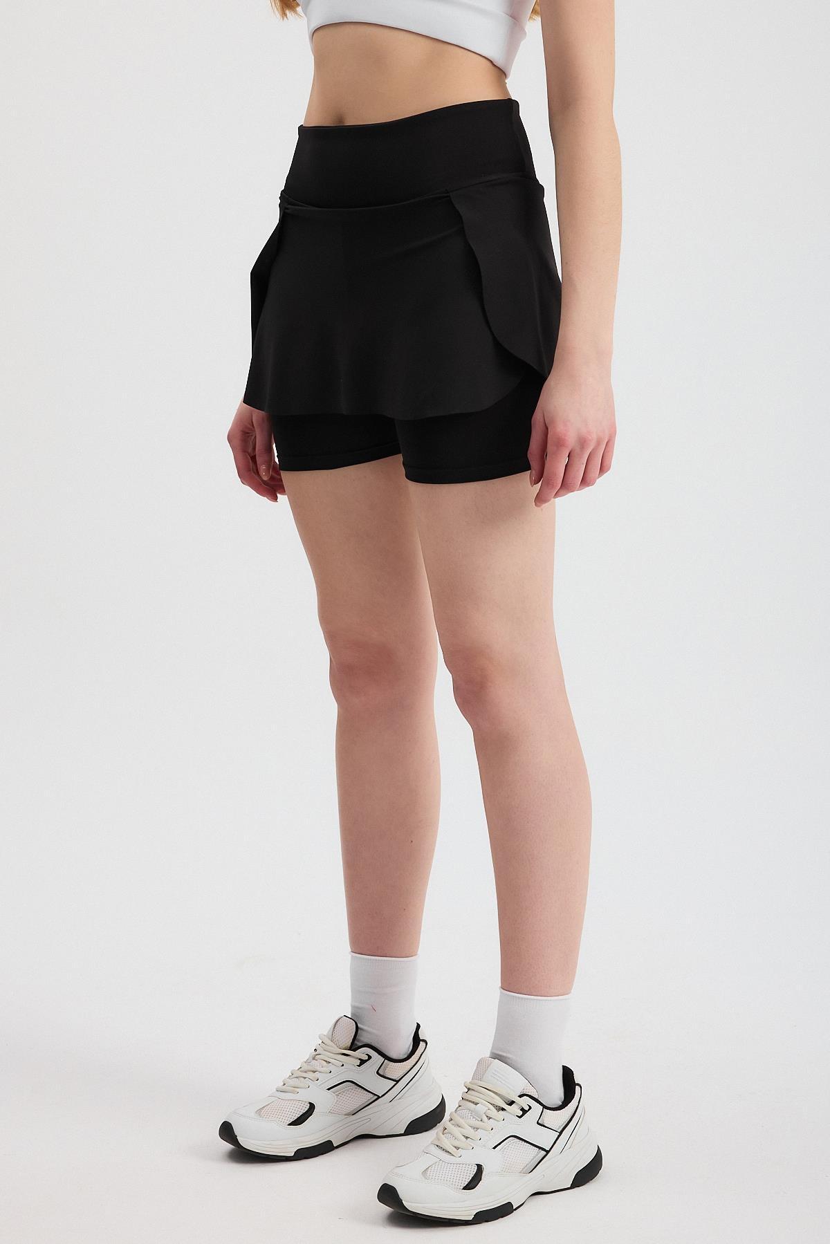 2014 Yırtmaç Detey Şort Etek Siyah - 6