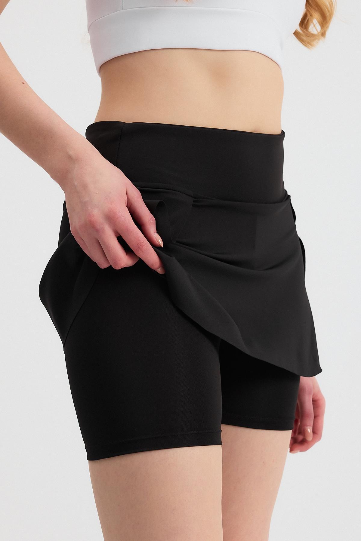 2014 Yırtmaç Detey Şort Etek Siyah - 2