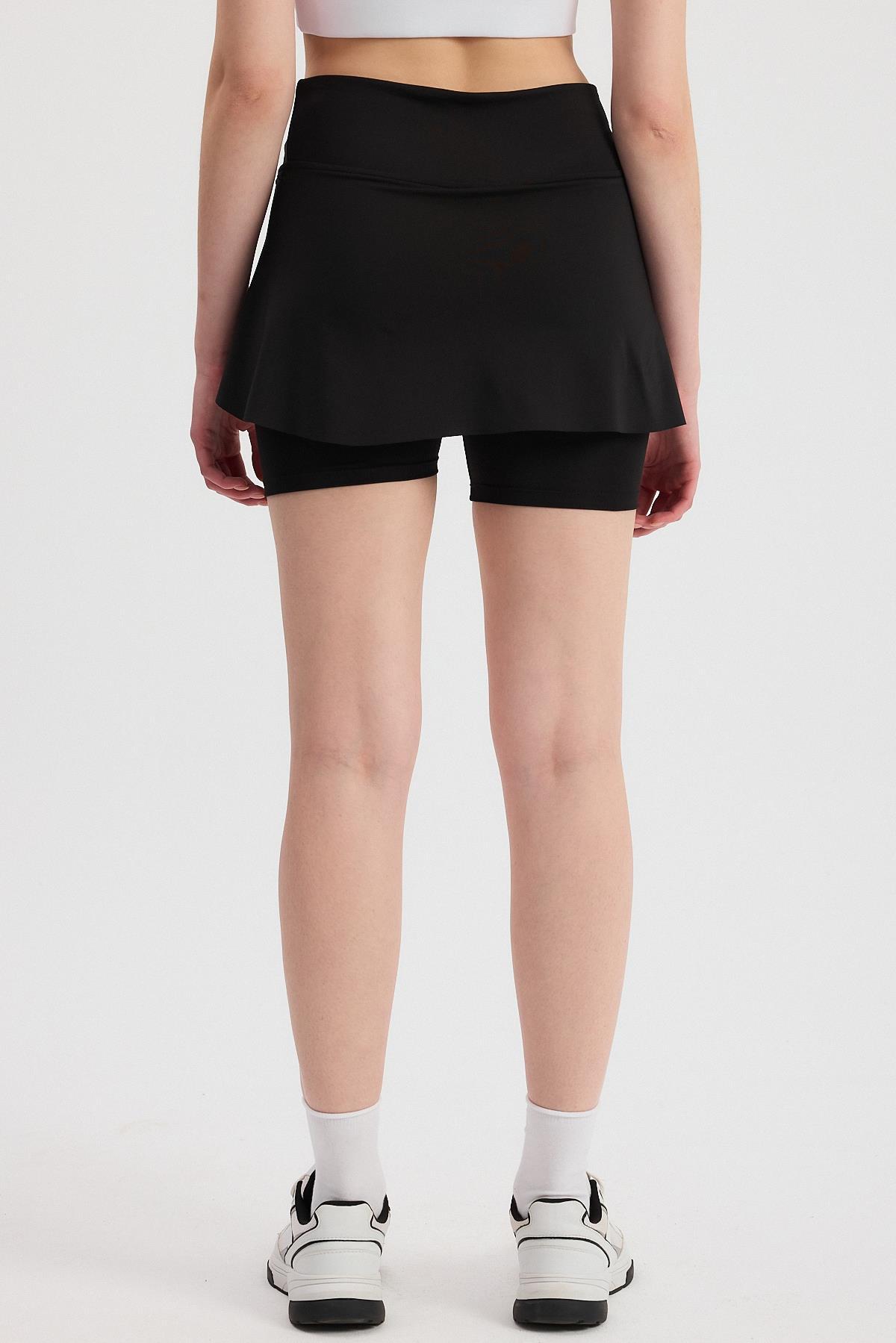 2014 Yırtmaç Detey Şort Etek Siyah - 5