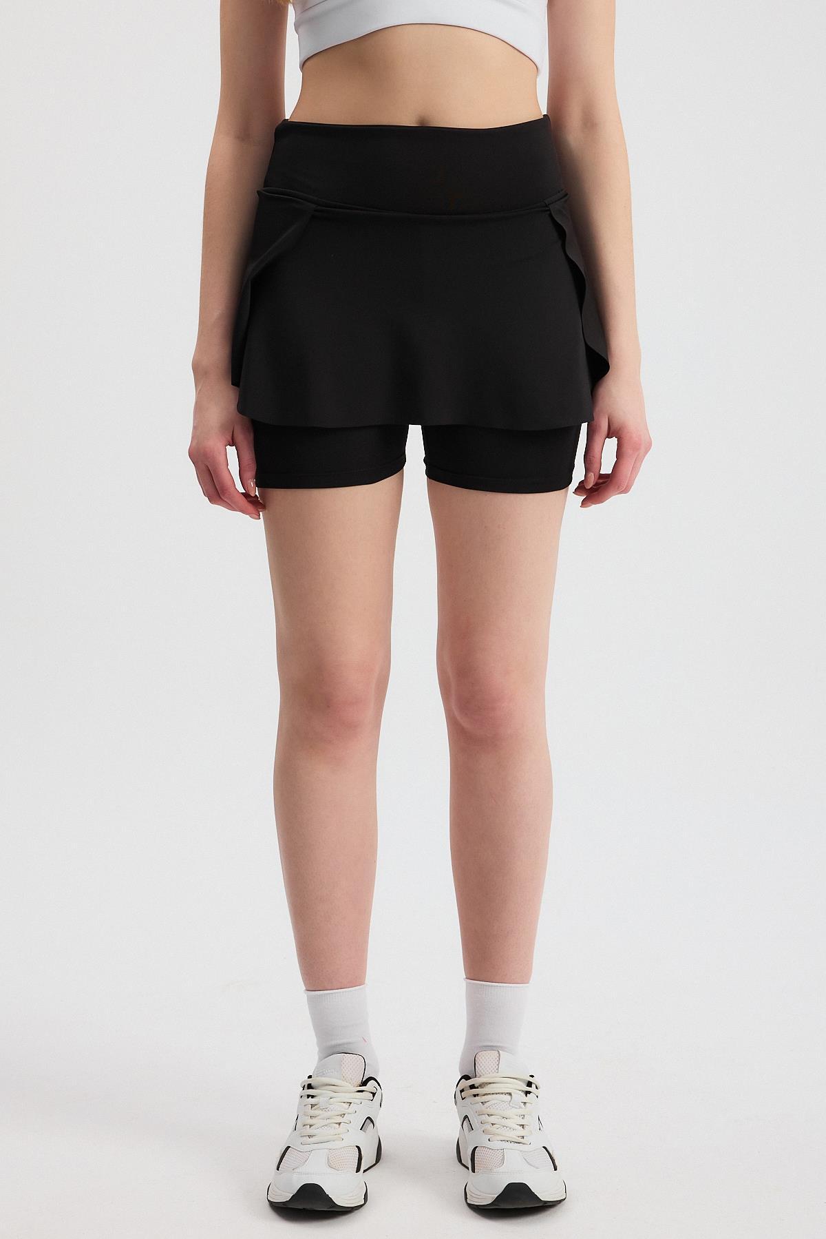 Siyah Yırtmaç Detay Şort Etek 2014 - 4