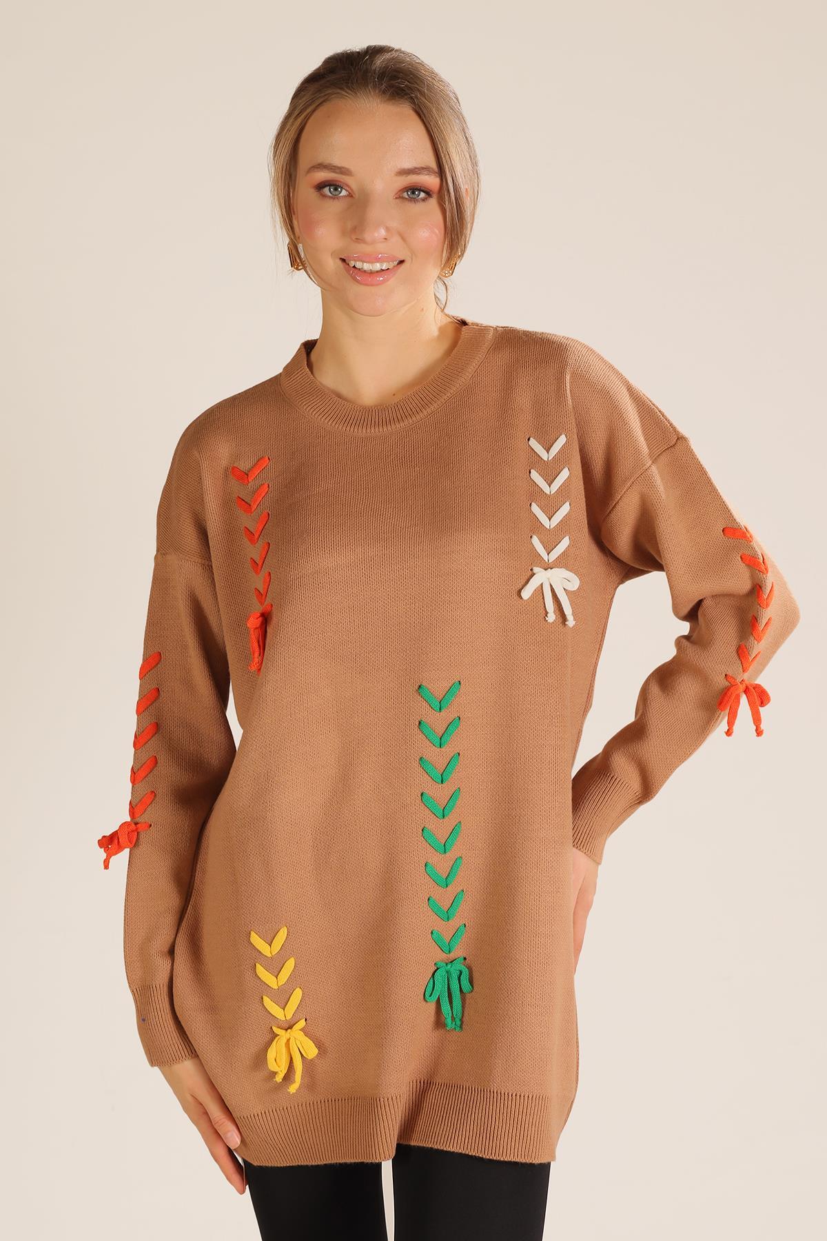 Camel İp Nakışlı Kazak 2024 