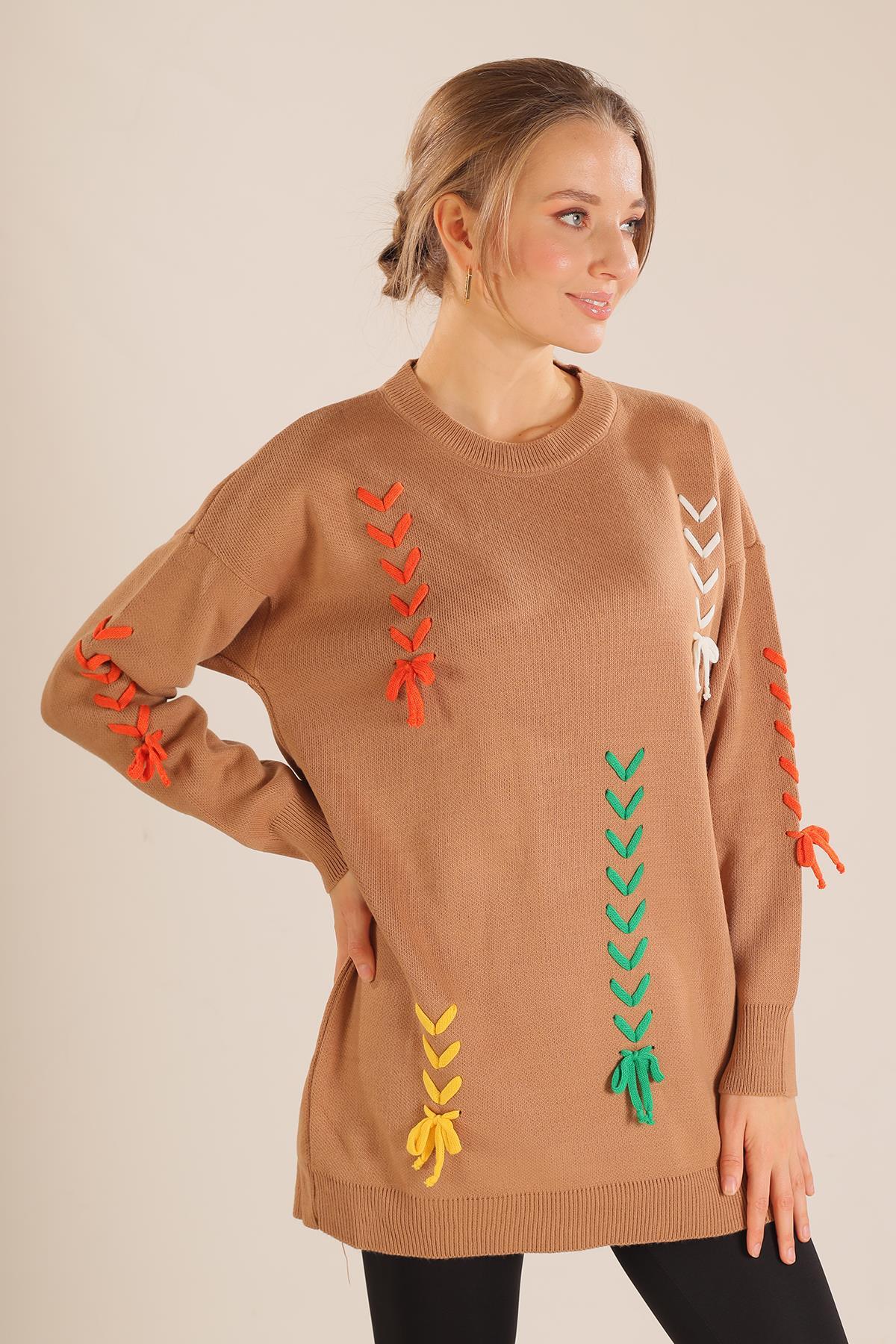 Camel İp Nakışlı Kazak 2024 - 3