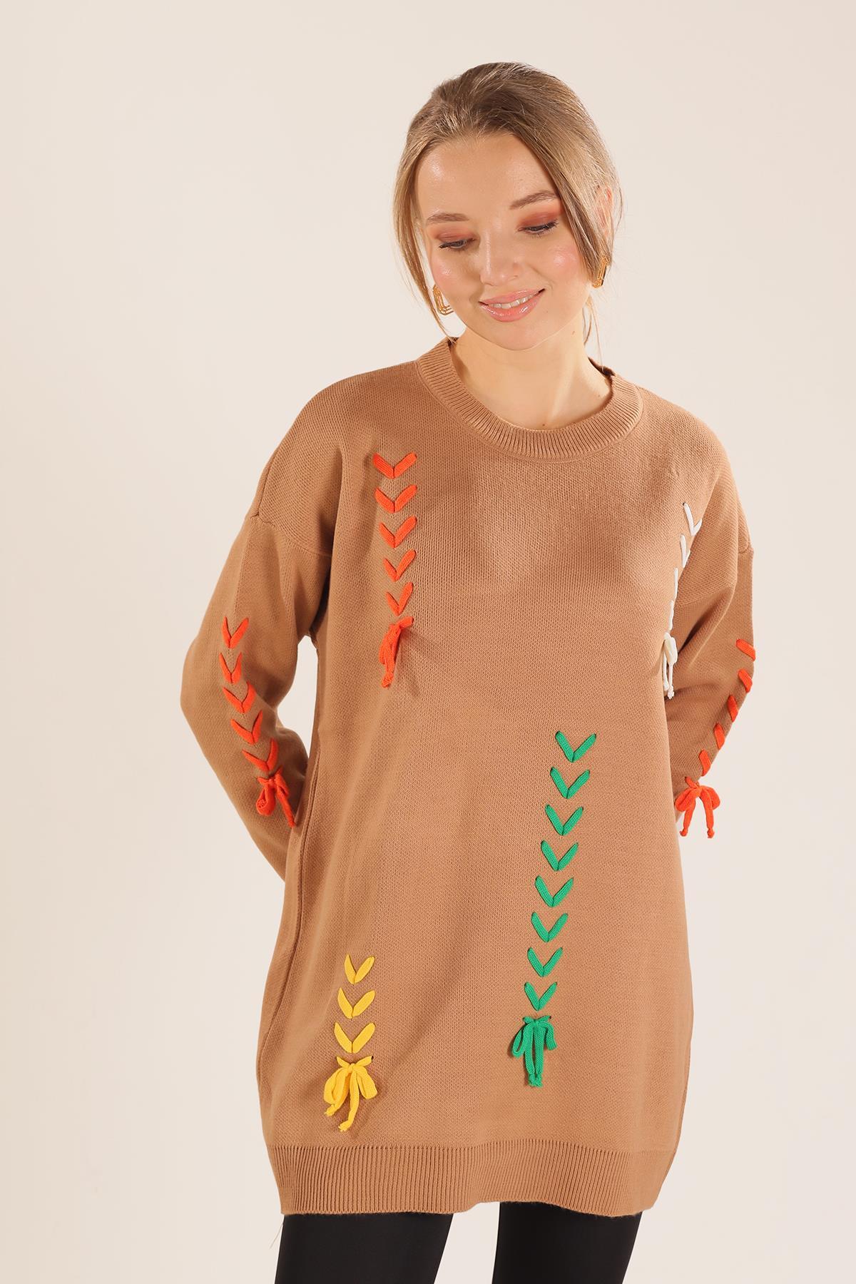 Camel İp Nakışlı Kazak 2024 - 4