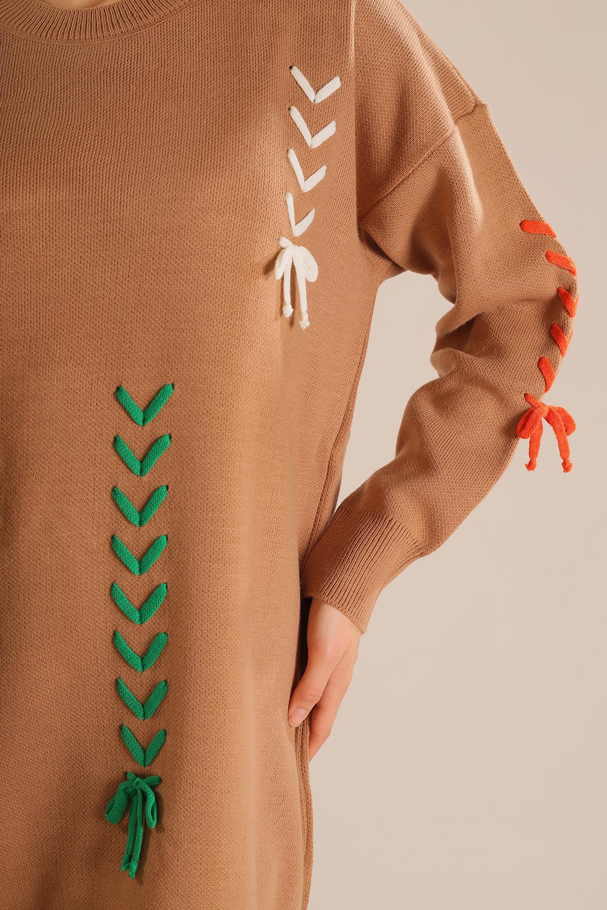 Camel İp Nakışlı Kazak 2024 - 5