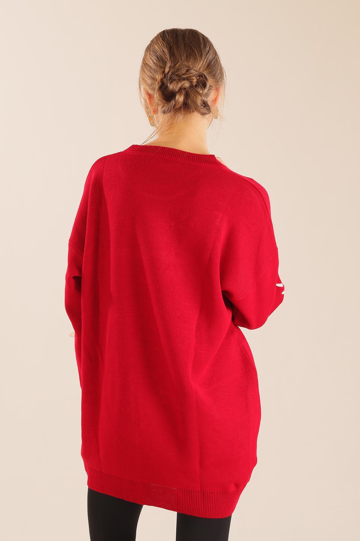 2024 İp Nakışlı Kazak Kırmızı - 6