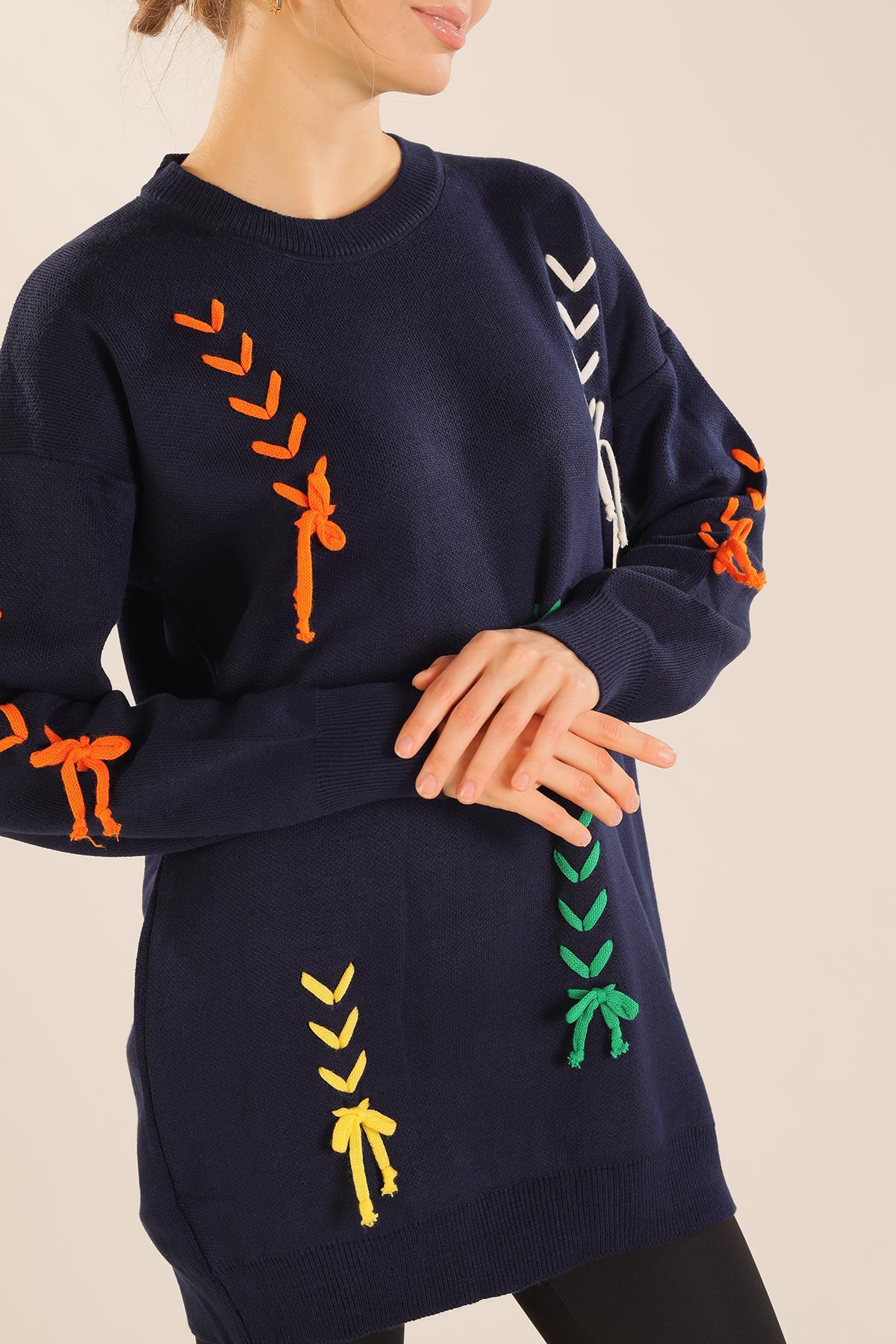 Laci İp Nakışlı Kazak 2024 - 5