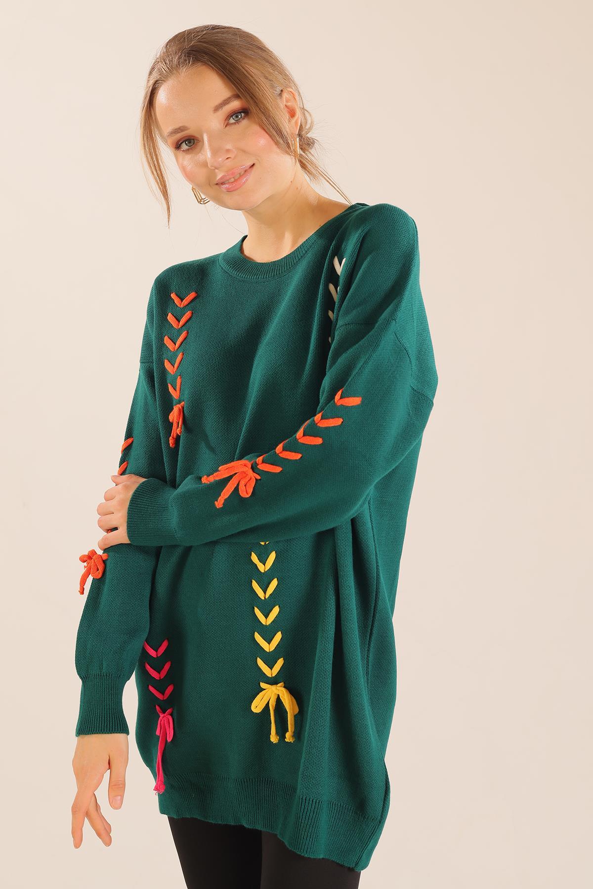 Nefti İp Nakışlı Kazak 2024 - 1