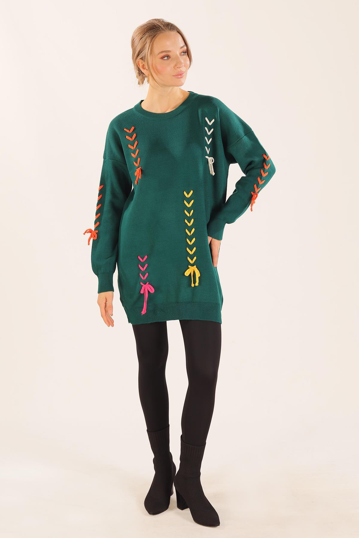 Nefti İp Nakışlı Kazak 2024 - 2