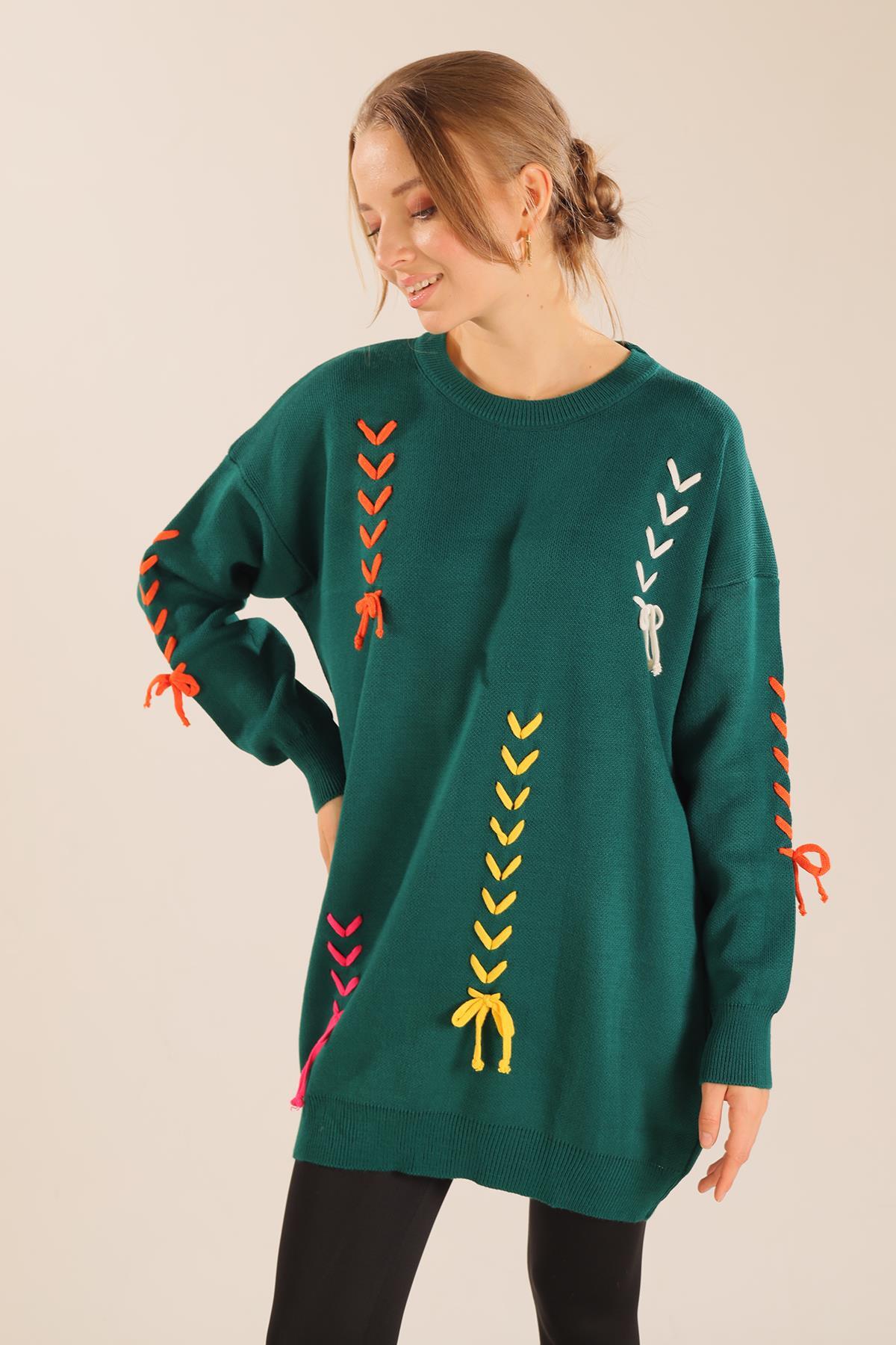 Nefti İp Nakışlı Kazak 2024 - 6