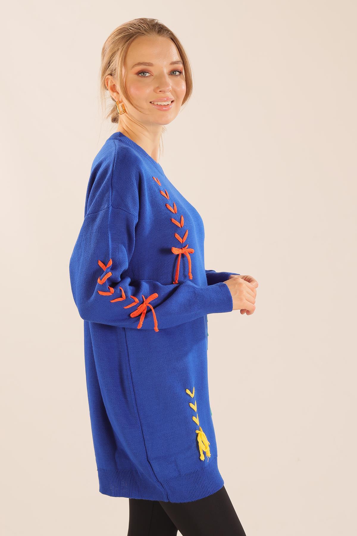 2024 İp Nakışlı Kazak Saks - 6