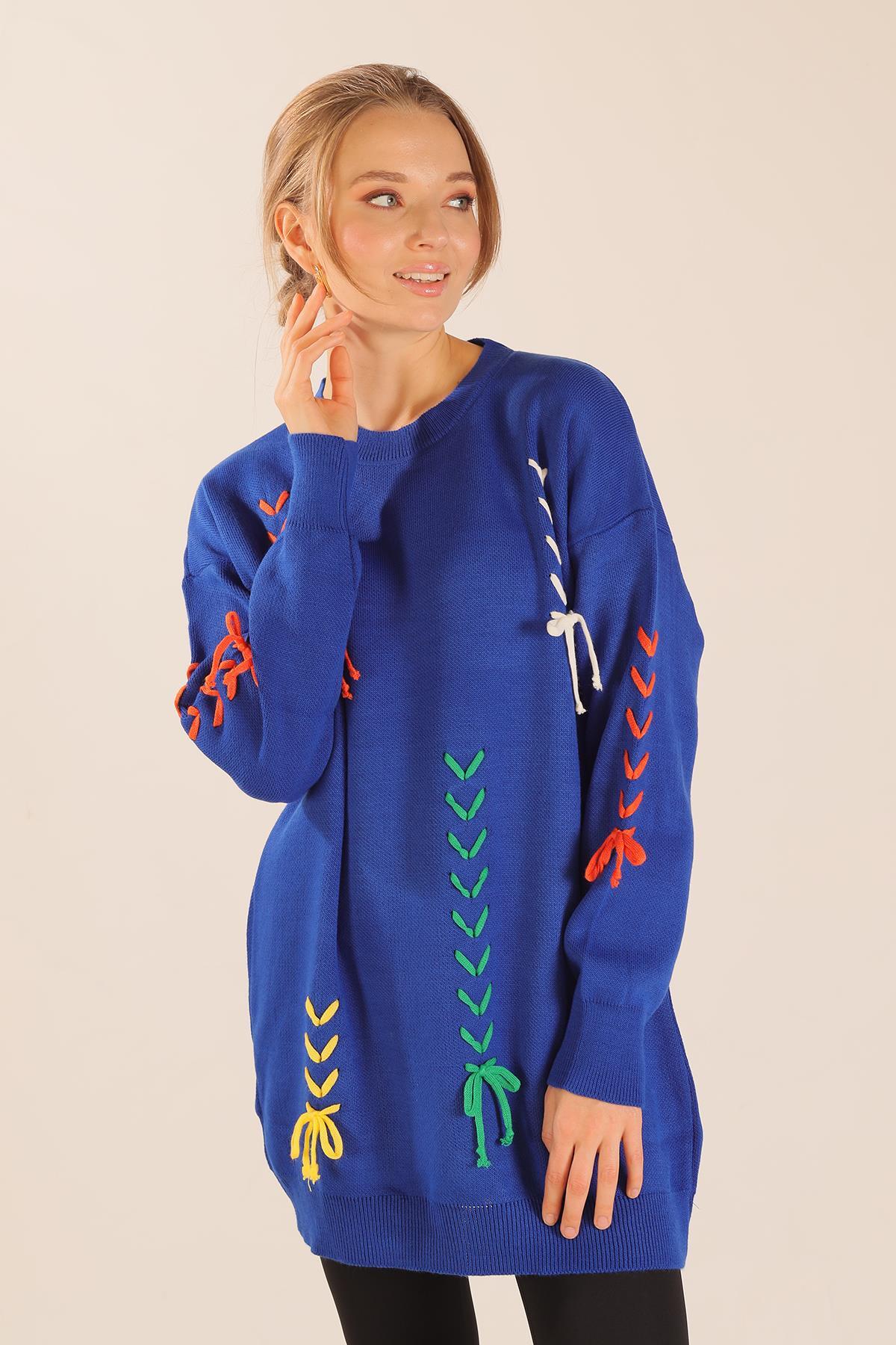 Saks İp Nakışlı Kazak 2024 - 2