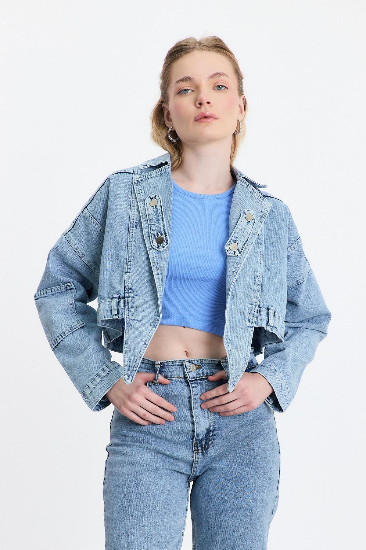 Buzkar Ön Bağlama Detay Kot Ceket 2025 - RAYS