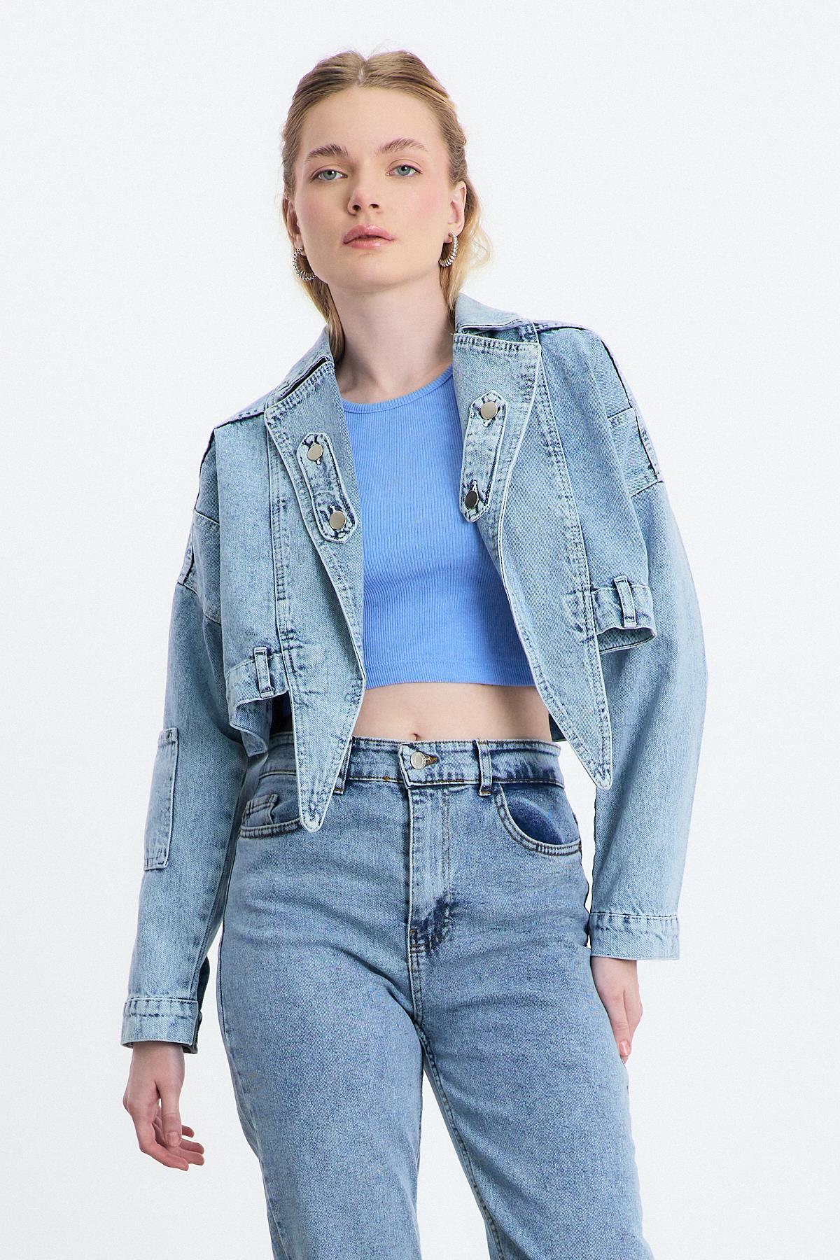 Buzkar Ön Bağlama Detay Kot Ceket 2025 - RAYS (1)