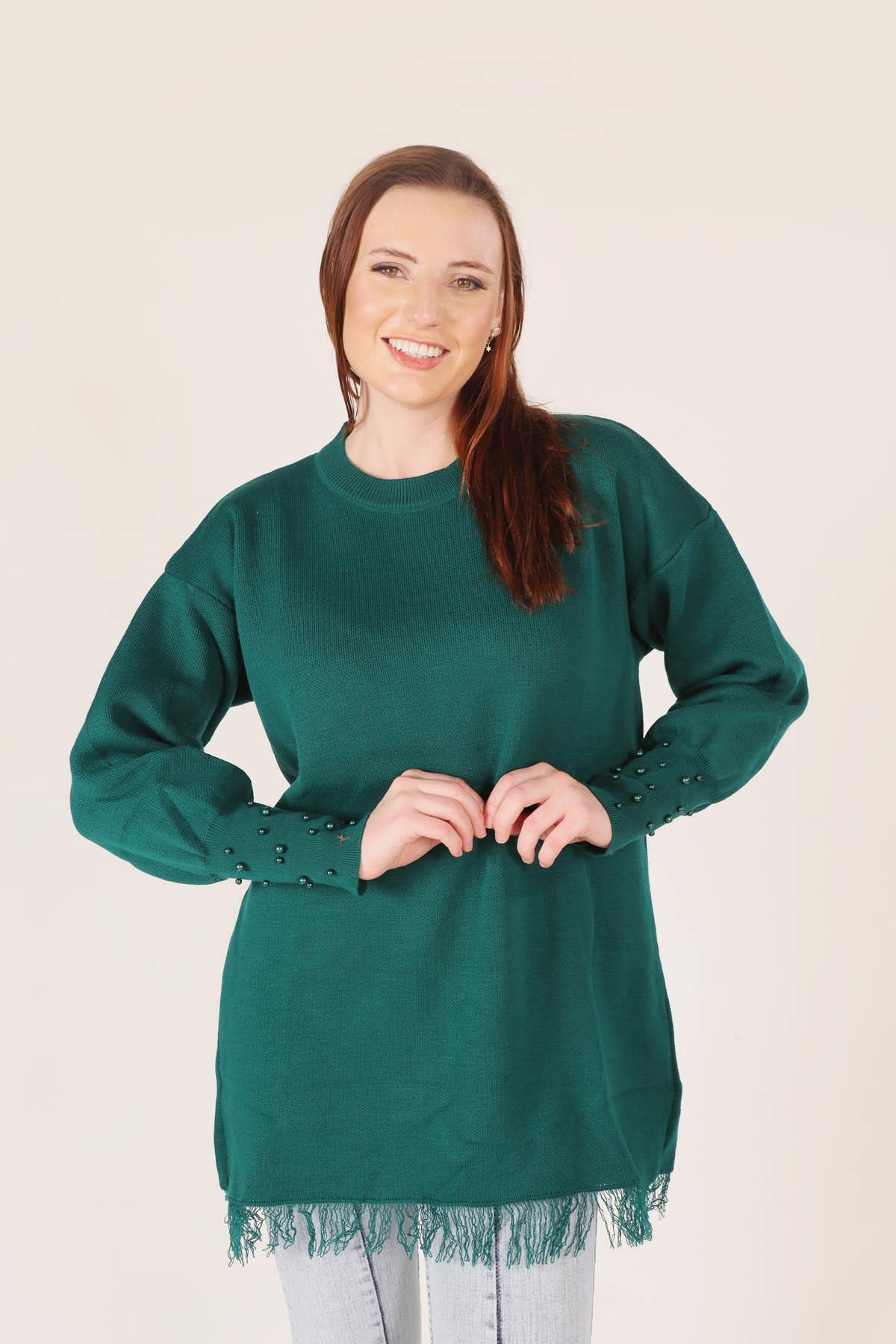 2028 Eteği Saçaklı İnci Detay Kazak Nefti 