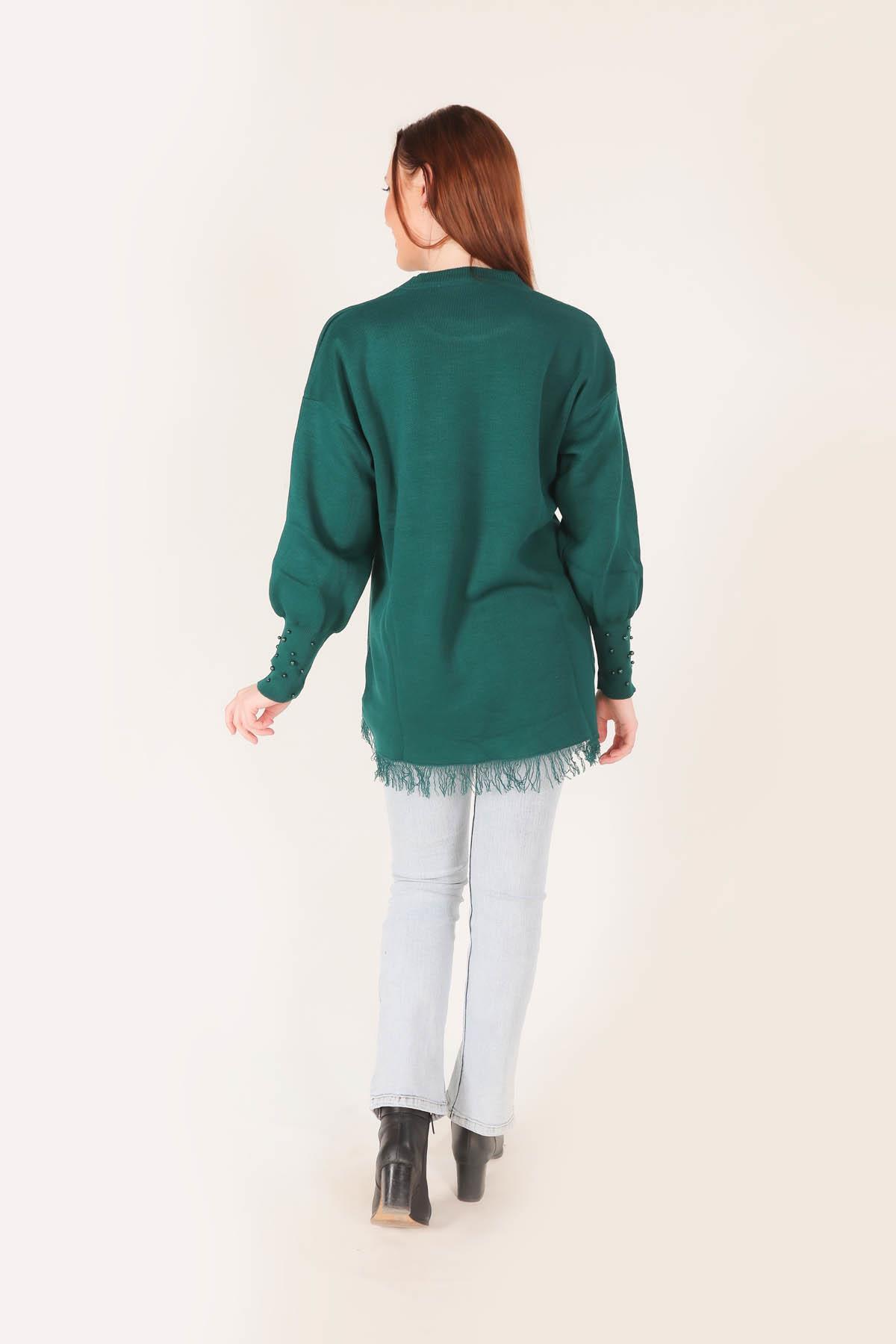 2028 Eteği Saçaklı İnci Detay Kazak Nefti - 5