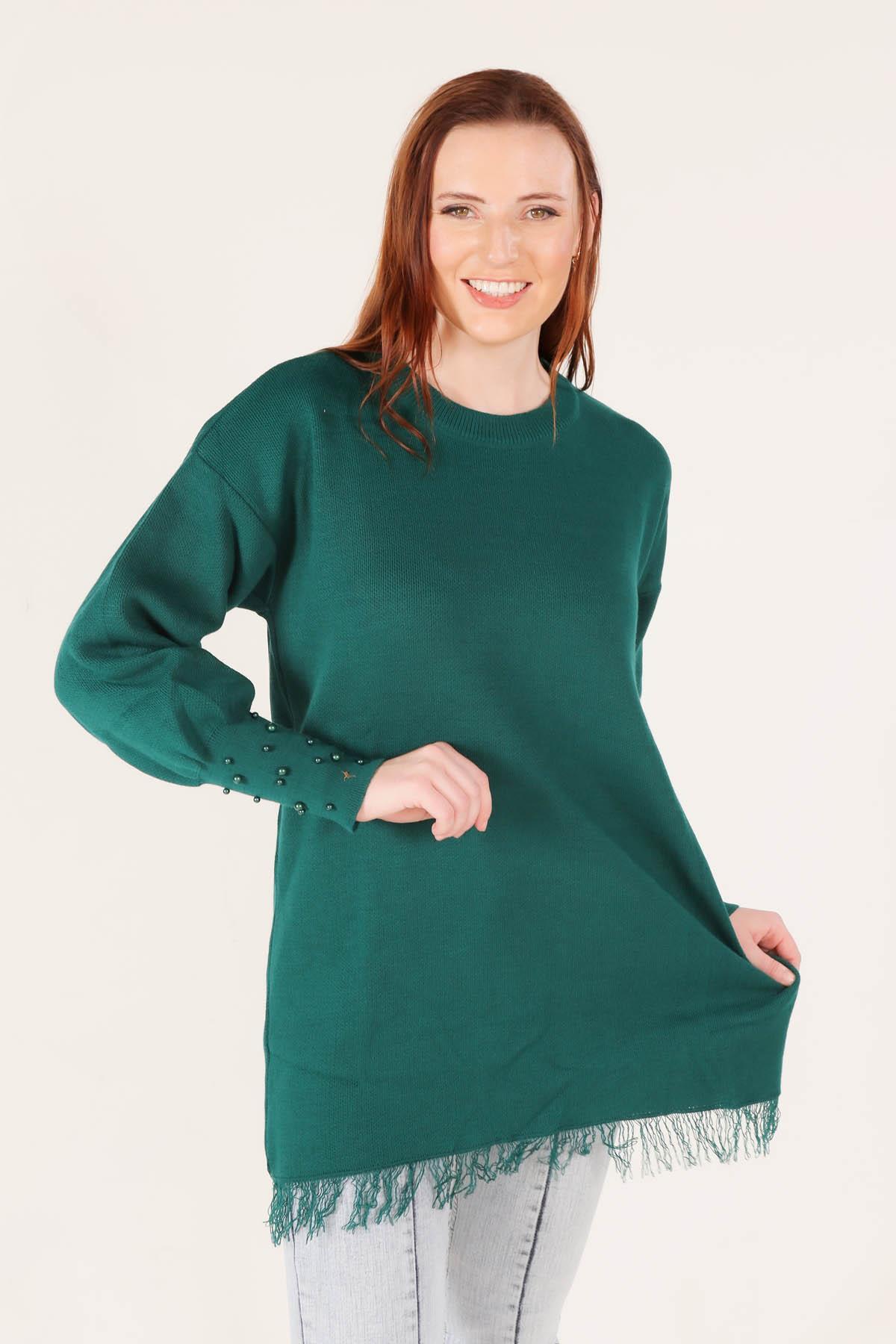 Nefti Eteği Saçaklı İnci Detay Kazak 2028 - 4