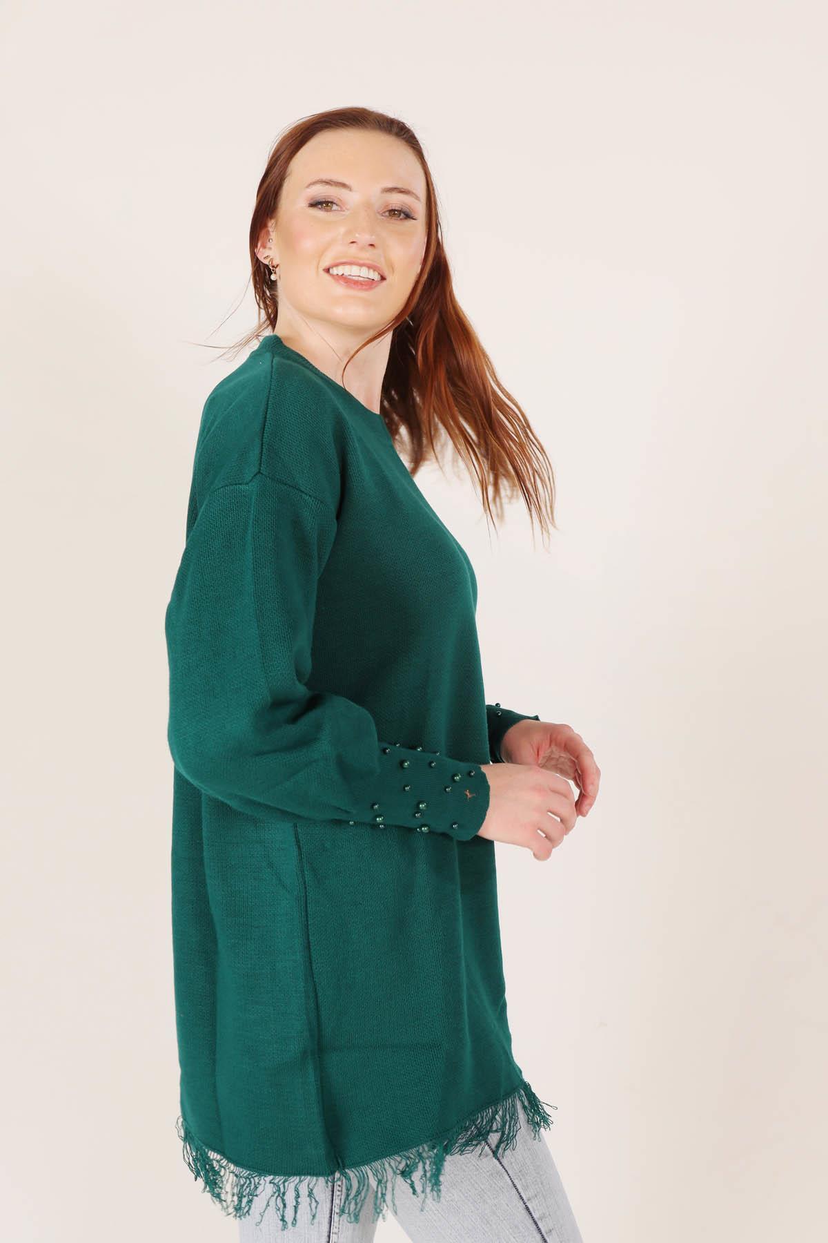 Nefti Eteği Saçaklı İnci Detay Kazak 2028 - 6